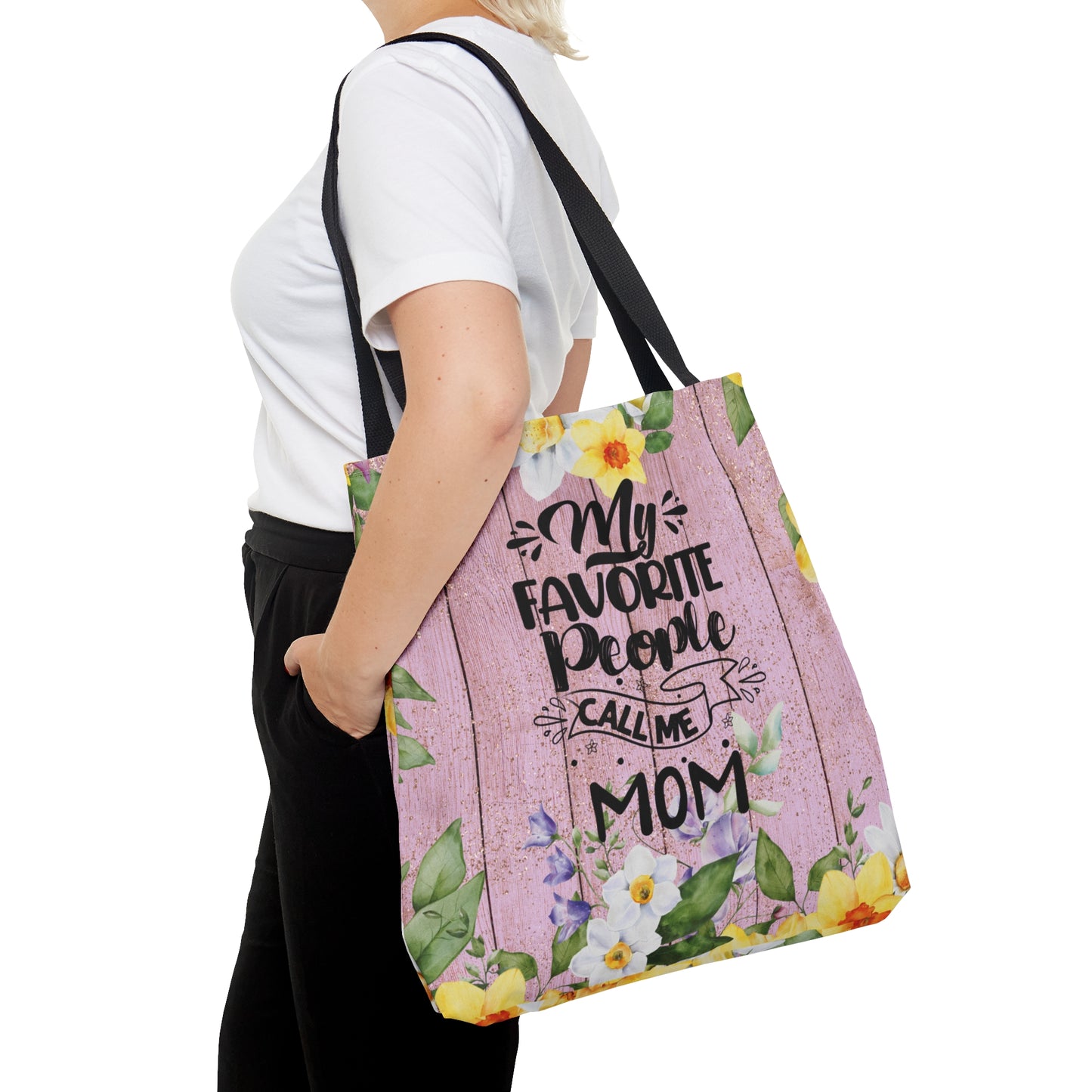 Personalised/Non-Personalised Tote Bag, Floral, My Favorite People Call me Mom, Tote bag