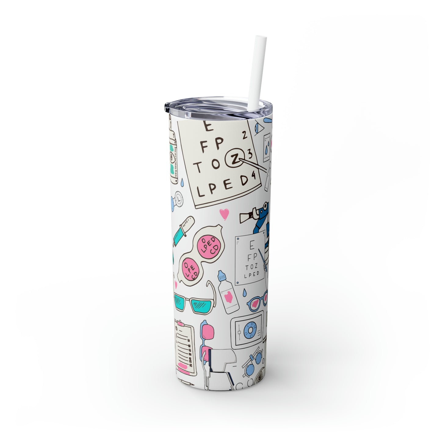 Skinny Tumbler with Straw, 20oz, Optometry