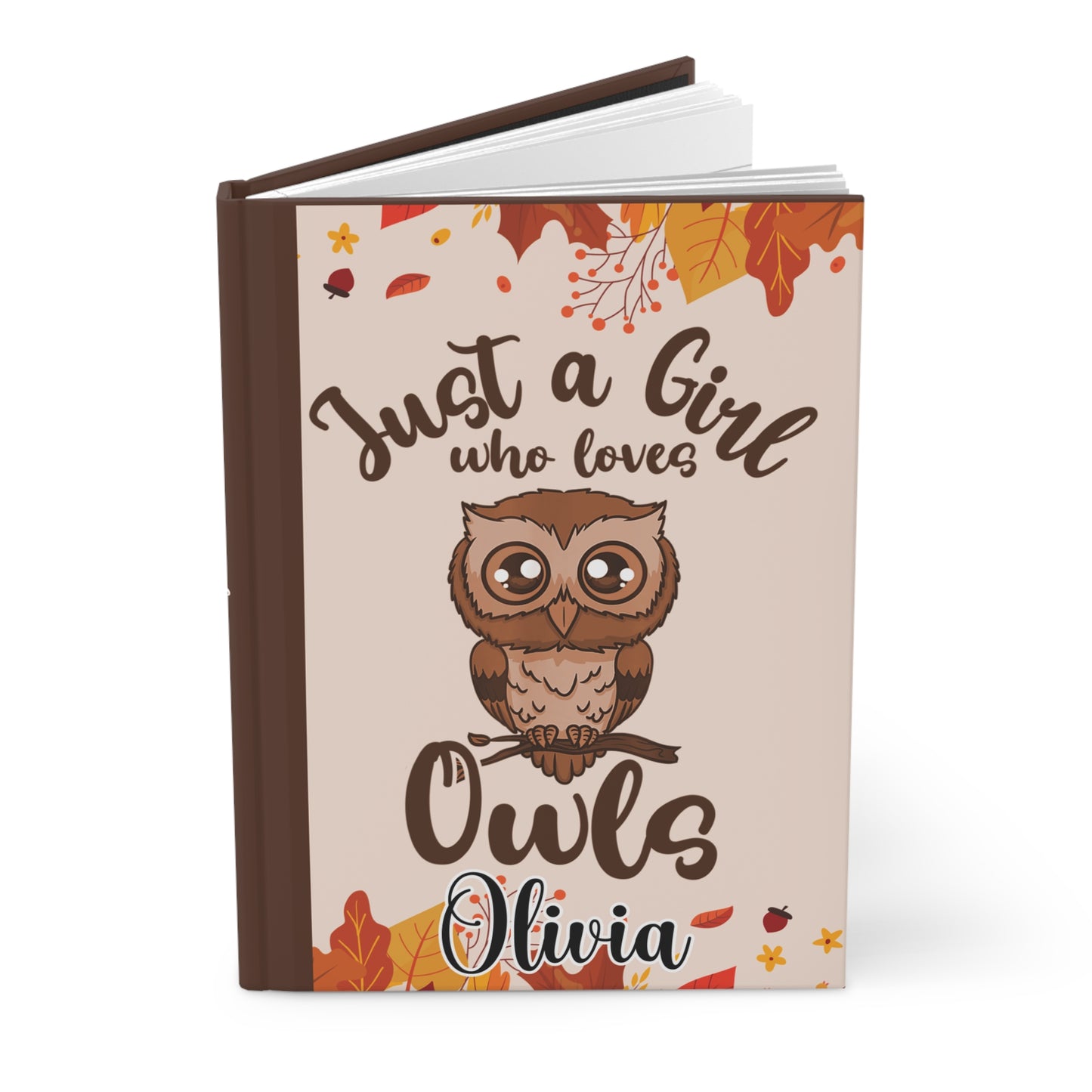 Personalised Hardcover Journal Matte, Just a Girl who loves Owls, awd-1713