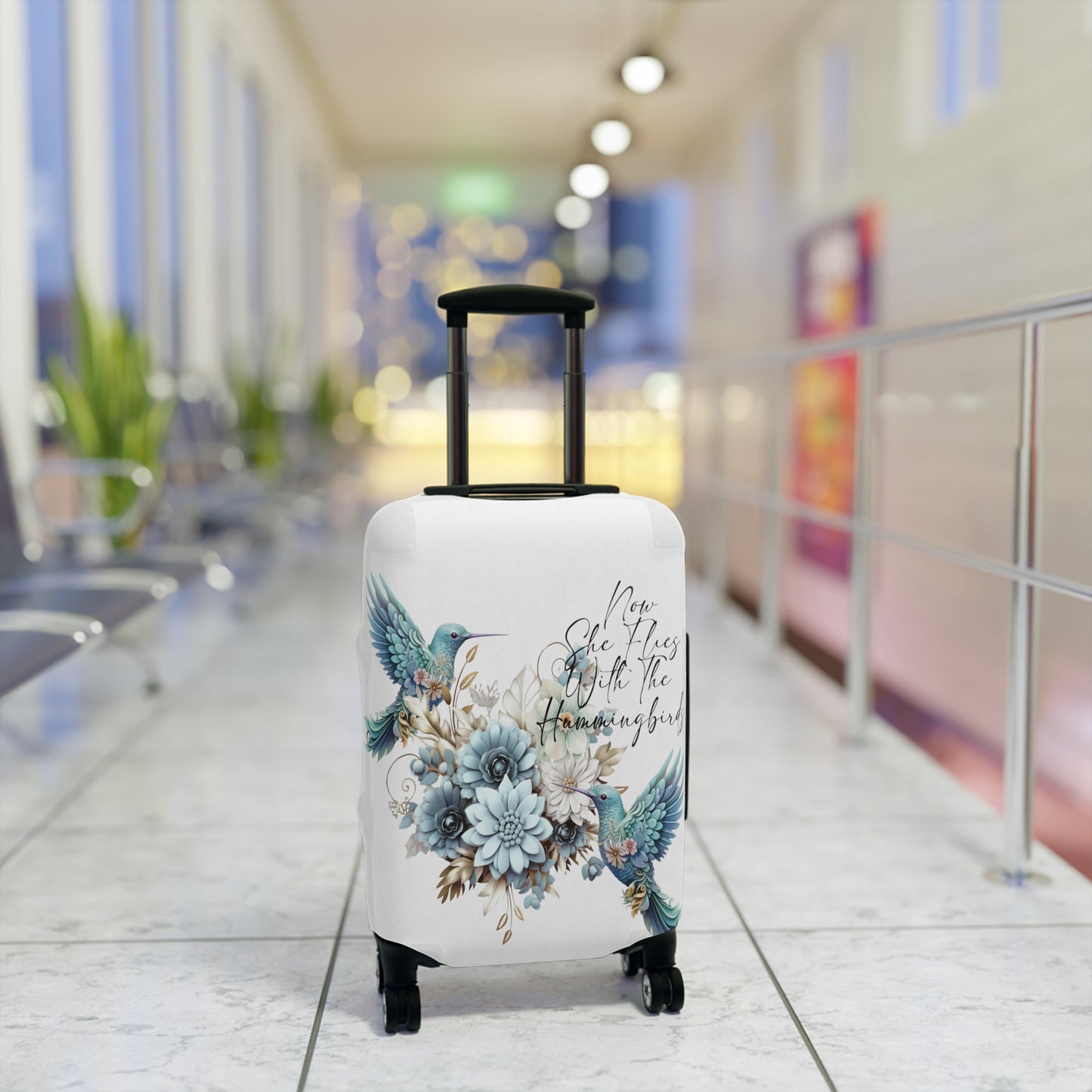 Luggage Cover, Hummingbird, Now she flies with Hummingbirds, awd-1468