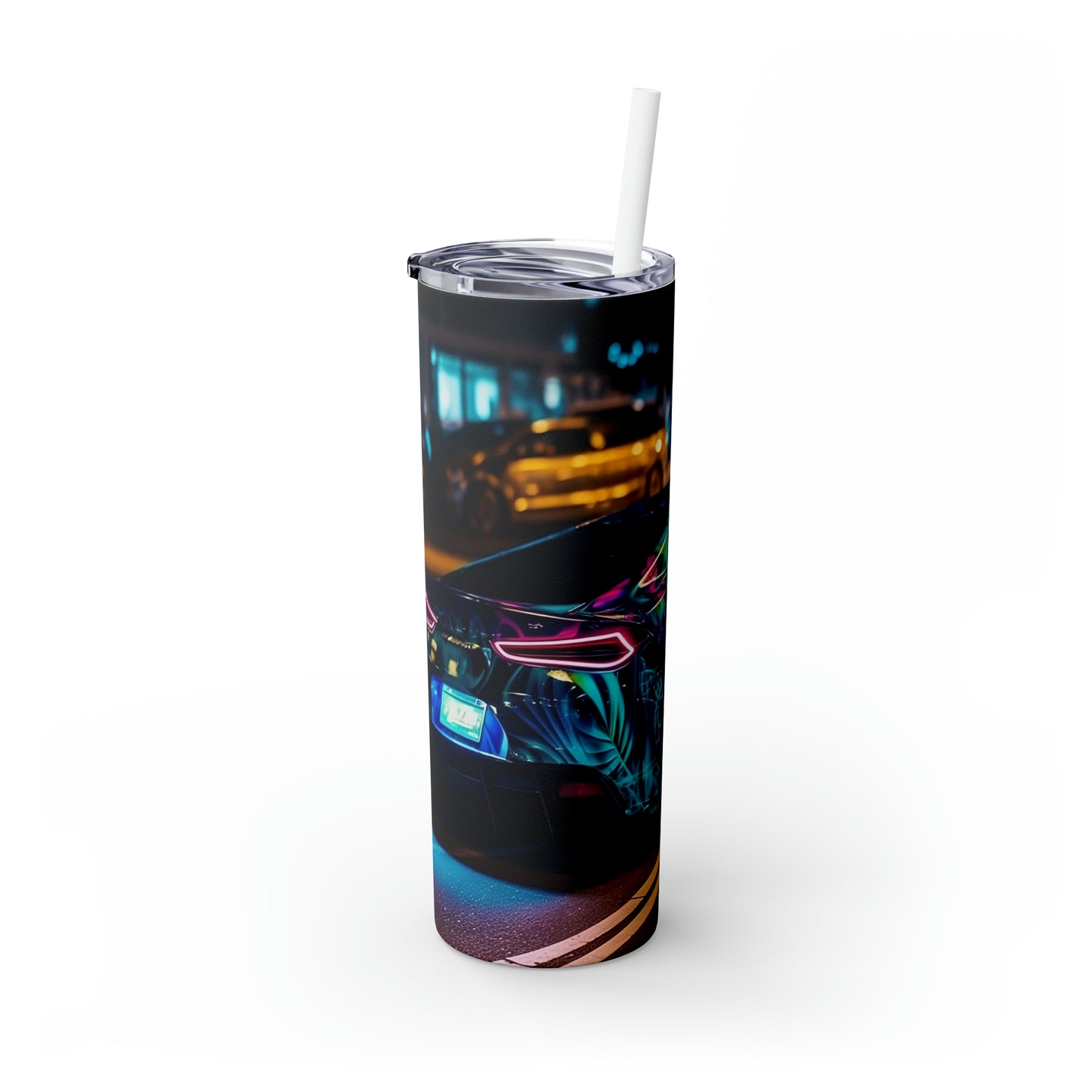 Skinny Tumbler with Straw, 20oz, Car