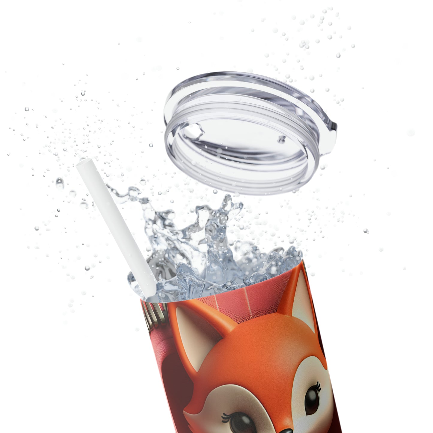 Skinny Tumbler with Straw, 20oz, Fox, Valentines Day, awd-947