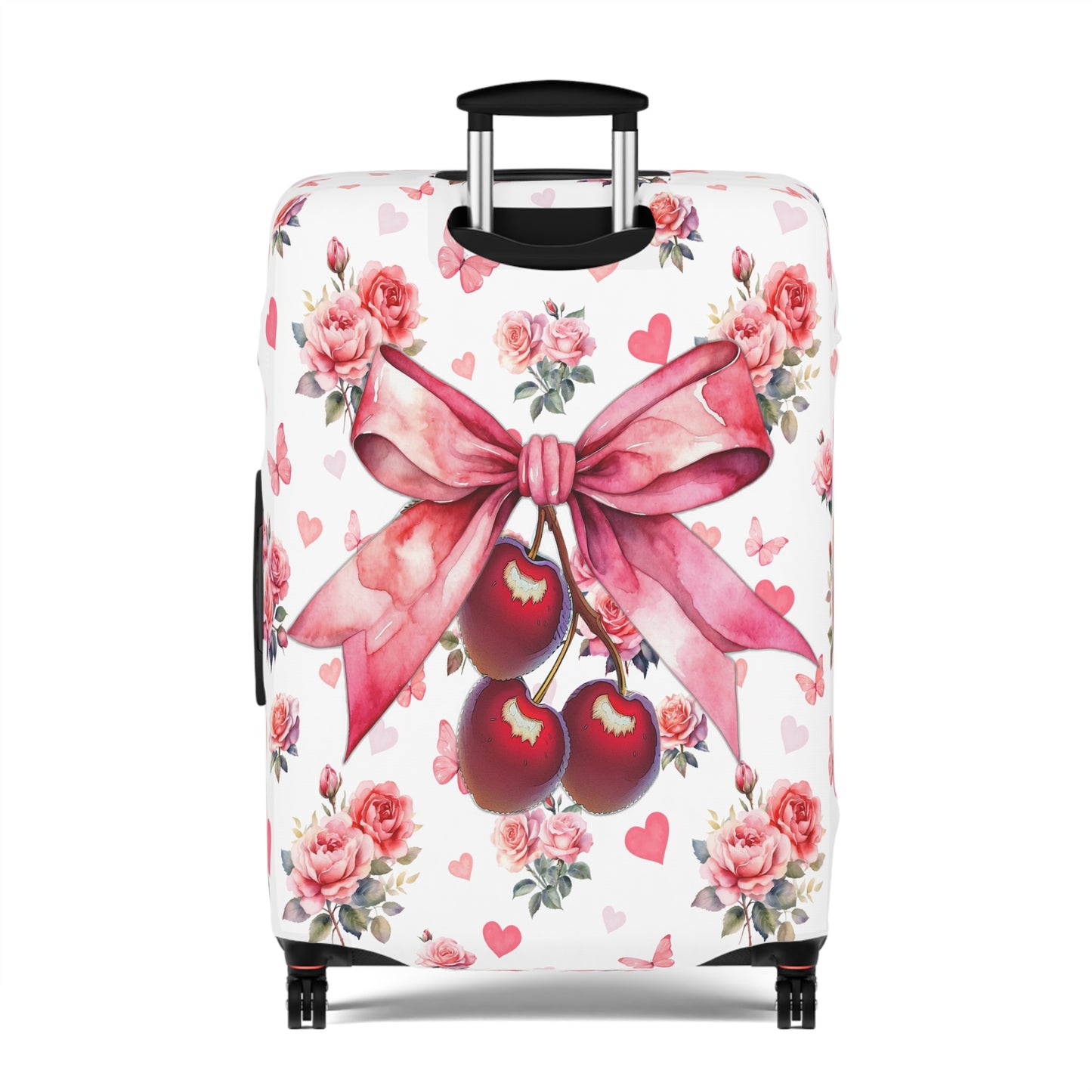 Luggage Cover, Rockabilly, Coquette, Hearts, Roses and Butterflies, Cherries and Ribbon, awd-2523