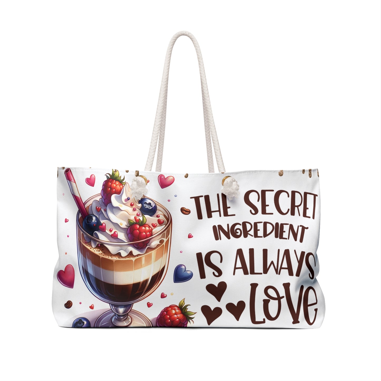 Personalised/Non-Personalised Weekender Bag, The Secret Ingredient Is always Love, Large Weekender Bag, Beach Bag, Book Bag