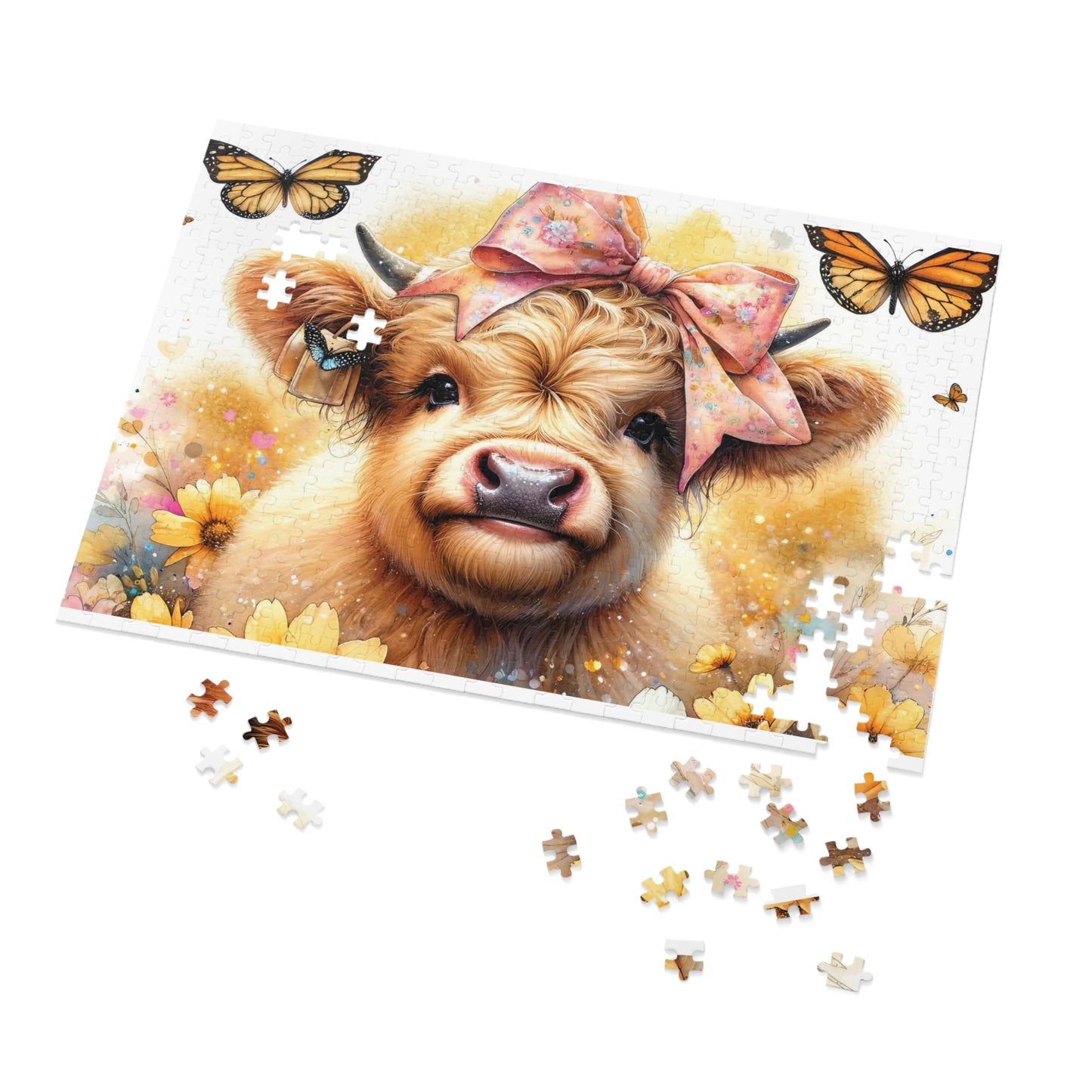 Jigsaw Puzzle, Highland Cow, Personalised/Non-Personalised (30, 110, 252, 500,1000-Piece)