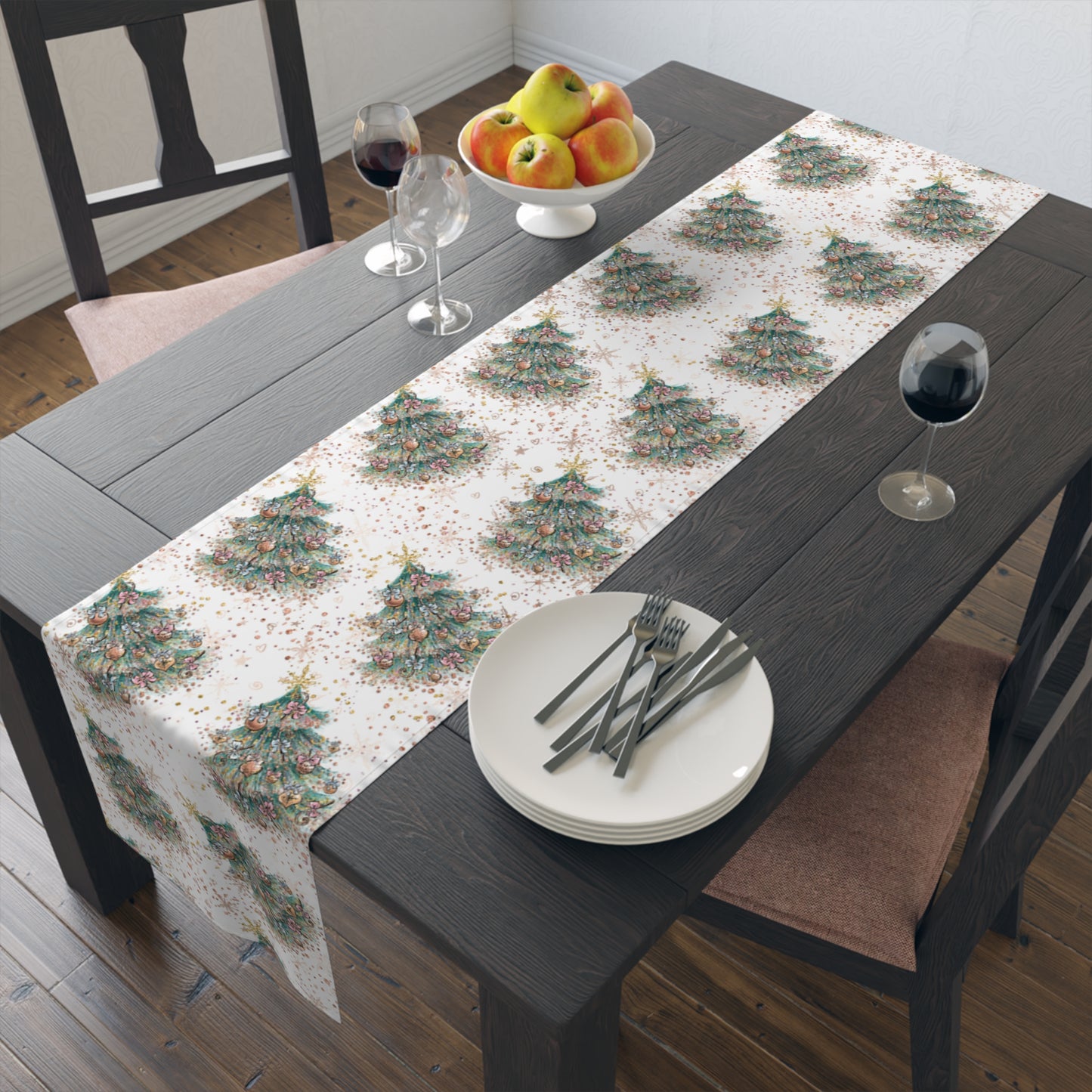 Christmas Tree Table Runner, Cotton Twill and Poly Available