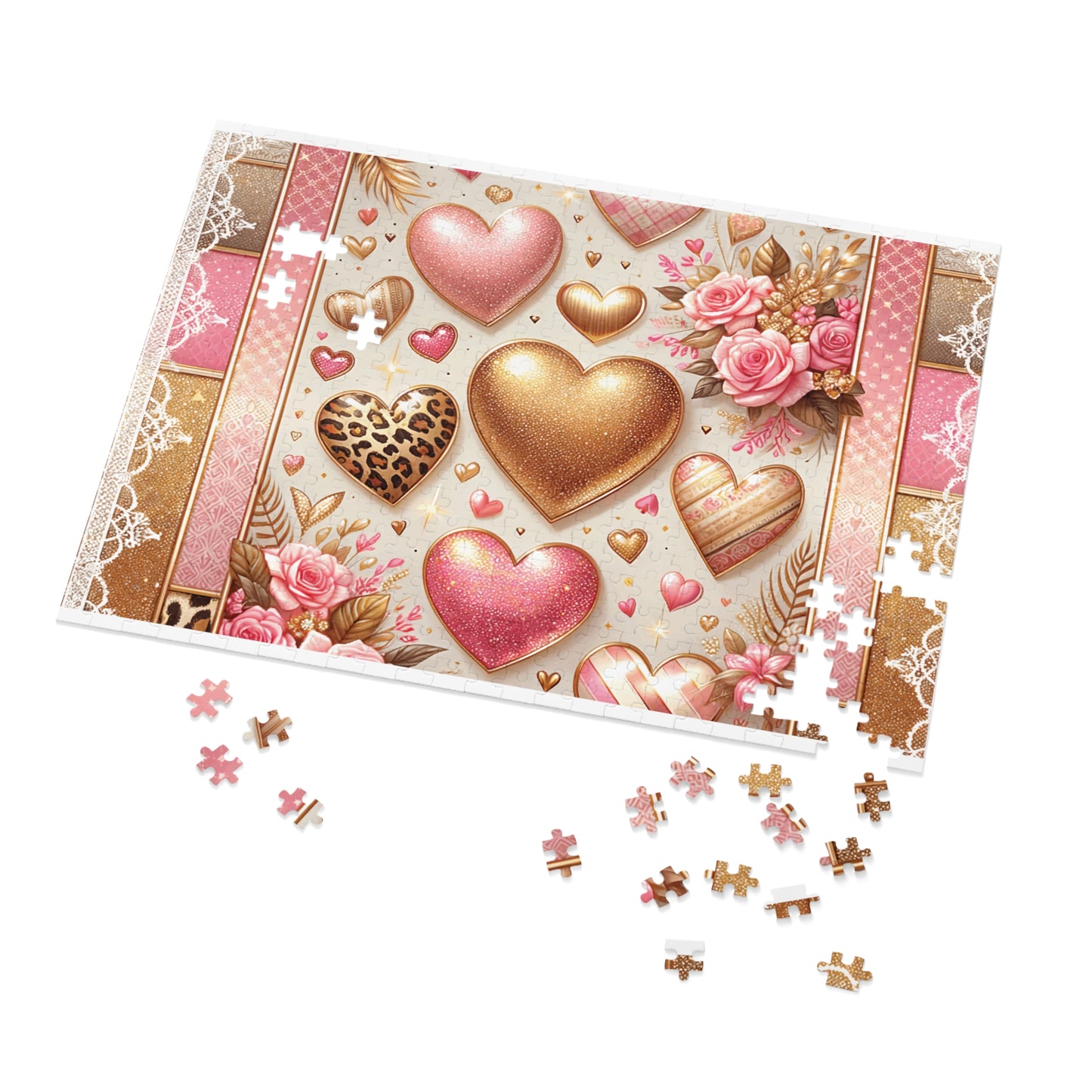 Jigsaw Puzzle, Hearts, Personalised/Non-Personalised (30, 110, 252, 500,1000-Piece)