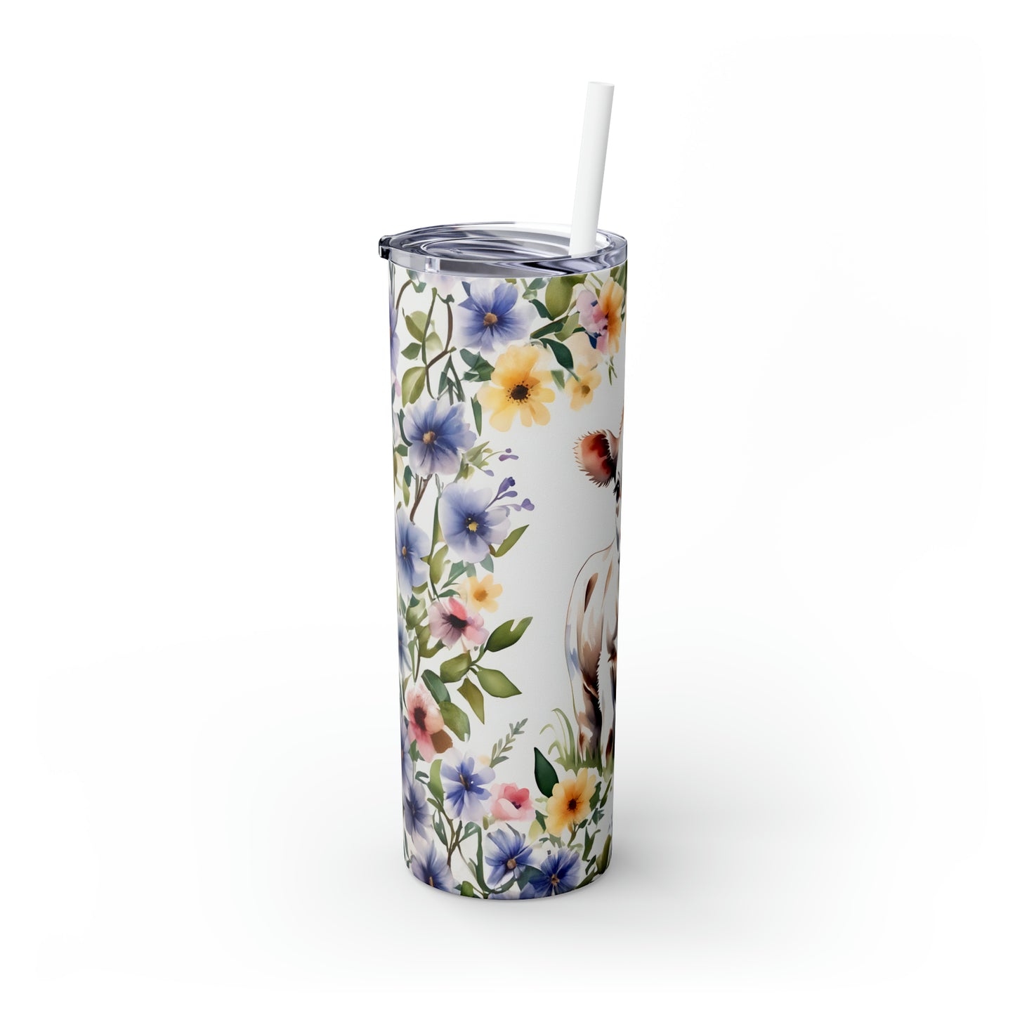 Skinny Tumbler with Straw, 20oz Cow