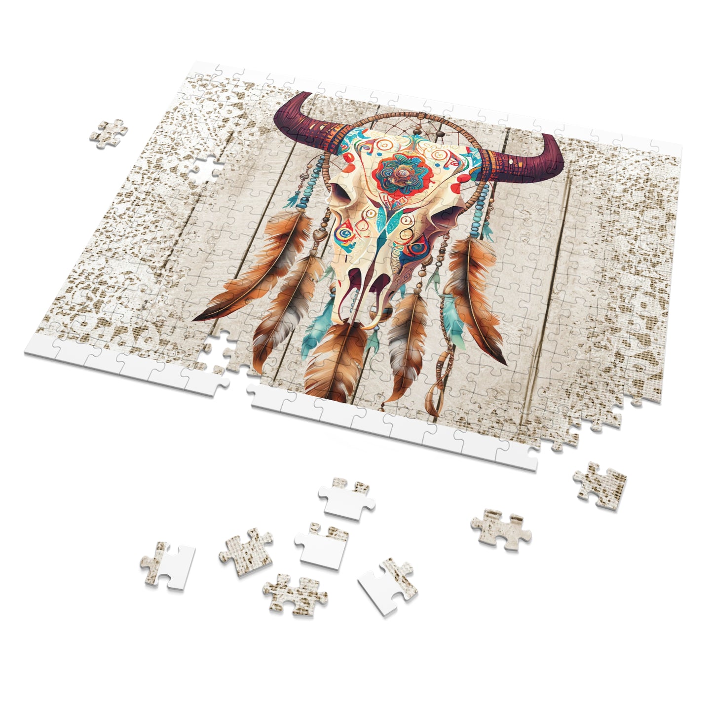 Jigsaw Puzzle, Boho Skull, Personalised/Non-Personalised (30, 110, 252, 500,1000-Piece)