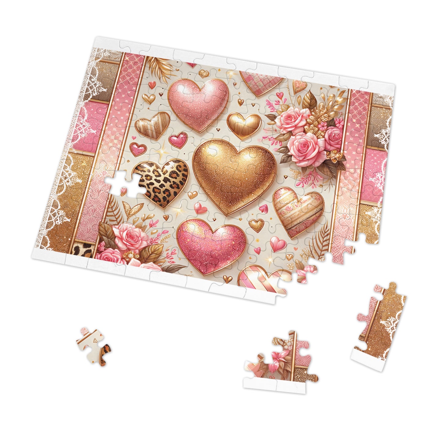 Jigsaw Puzzle, Hearts, Personalised/Non-Personalised (30, 110, 252, 500,1000-Piece)