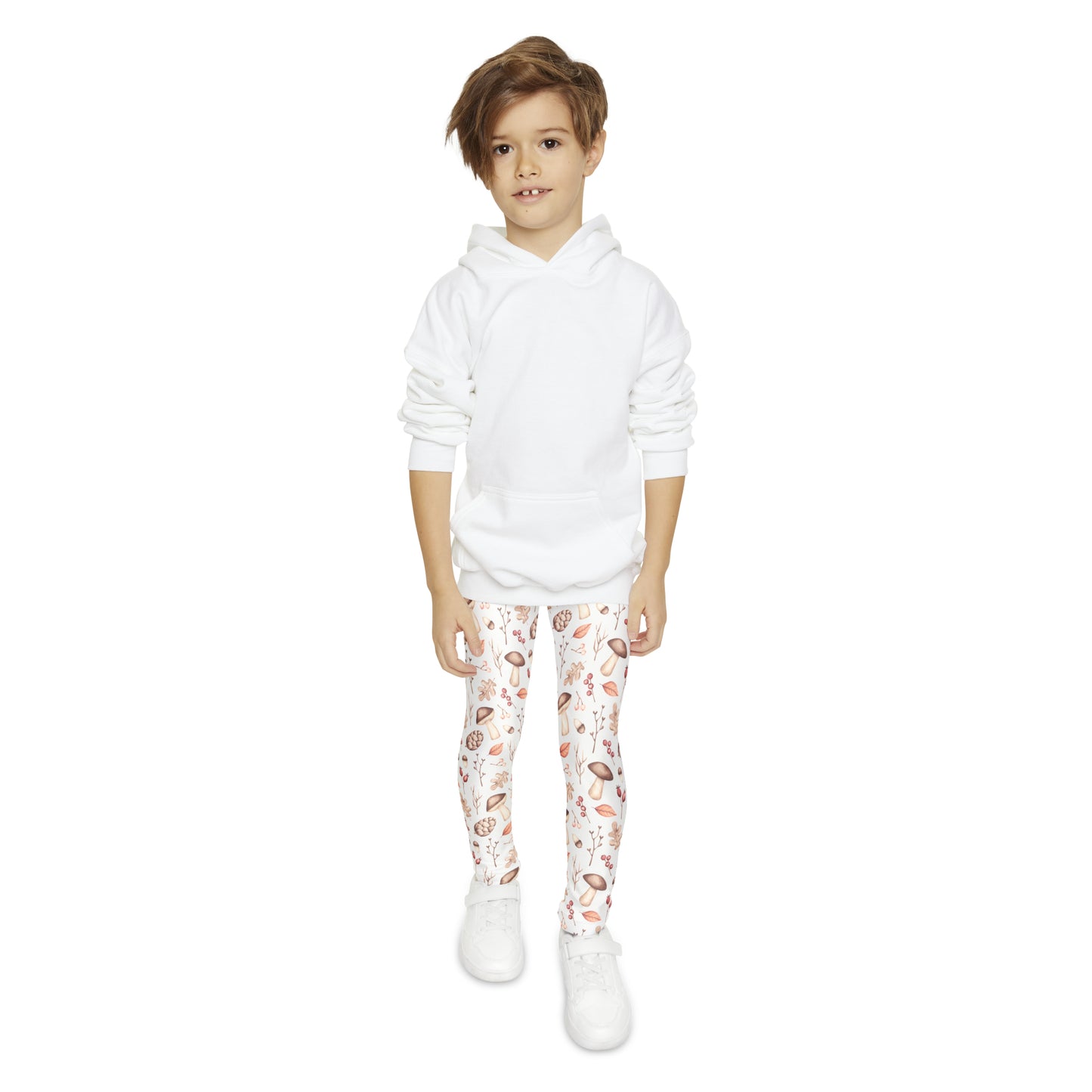 Youth Full-Length Leggings (AOP) Mushroom and Acorn Design