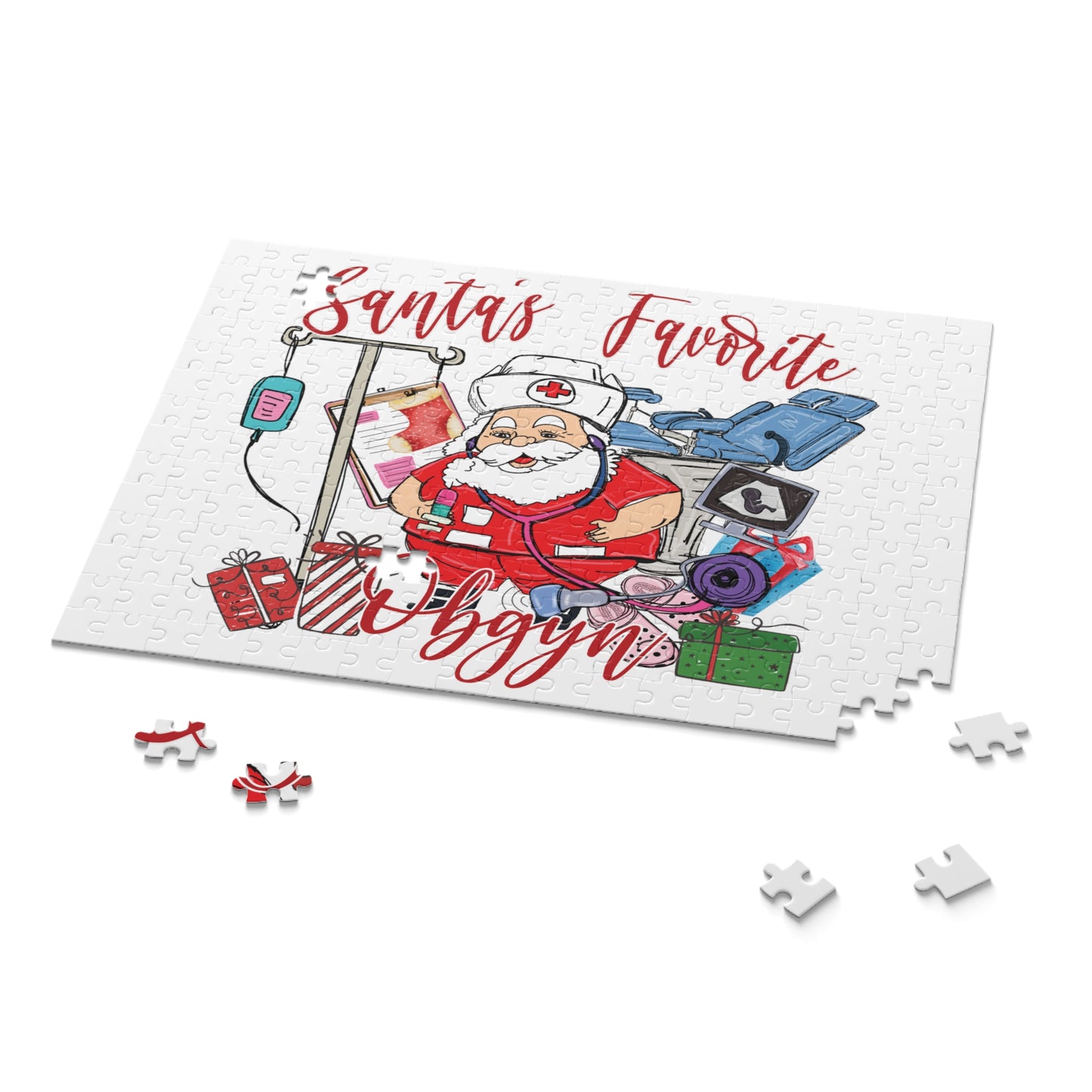 Personalised/Non-Personalised Puzzle, Santa's Favorite Obgyn (120, 252, 500-Piece)