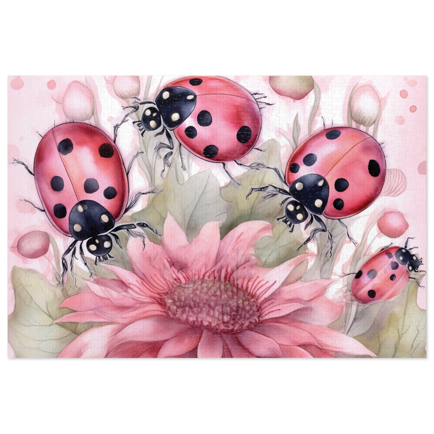 Jigsaw Puzzle, Floral, Ladybirds, Personalised/Non-Personalised (30, 110, 252, 500,1000-Piece)