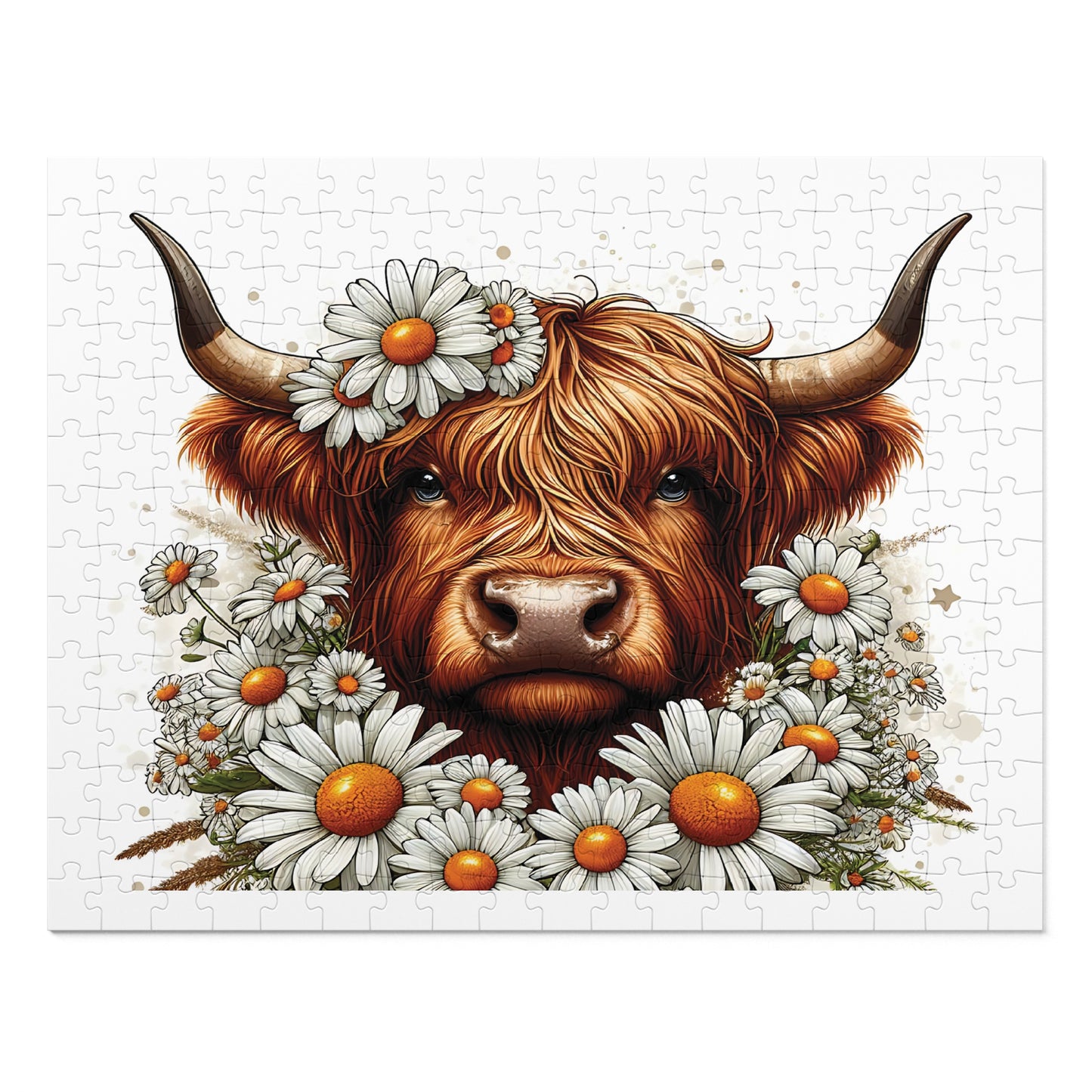 Jigsaw Puzzle, Highland Cow, Personalised/Non-Personalised (30, 110, 252, 500,1000-Piece)