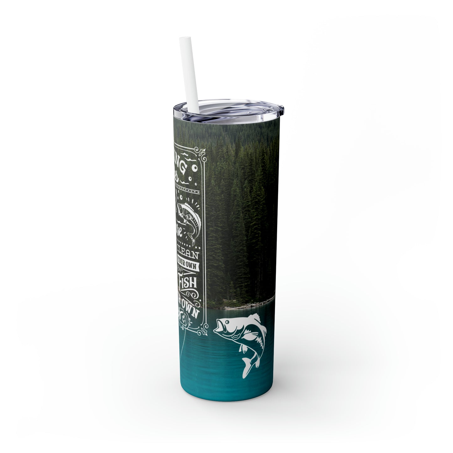 Skinny Tumbler with Straw, 20oz, Fishing Rules, awd-195