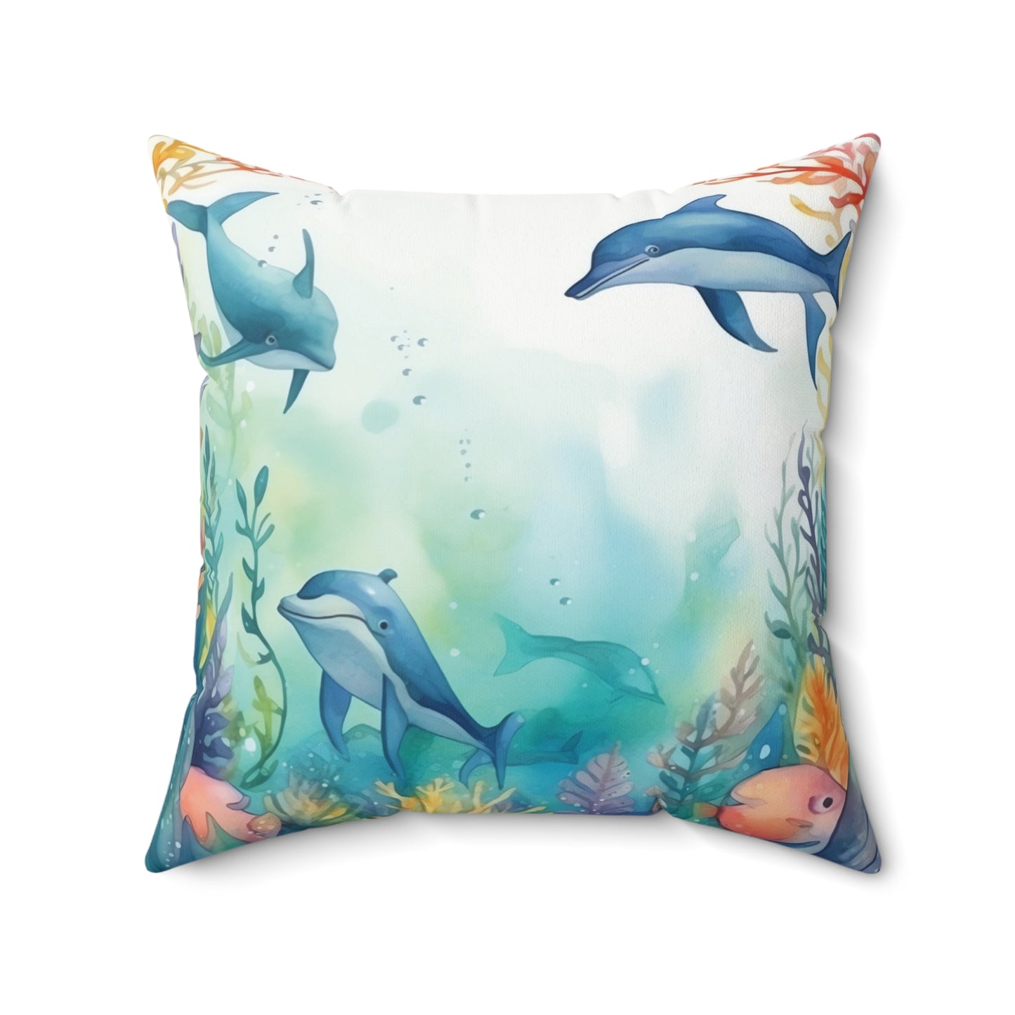 Nautical Polyester Square Cushion, Nautical cushion, Under the Sea