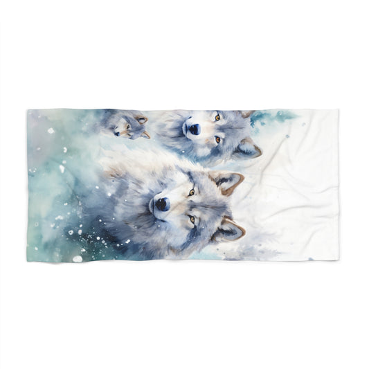 Beach Towel, Wolves, Polycotton Towel, 2 sizes Available