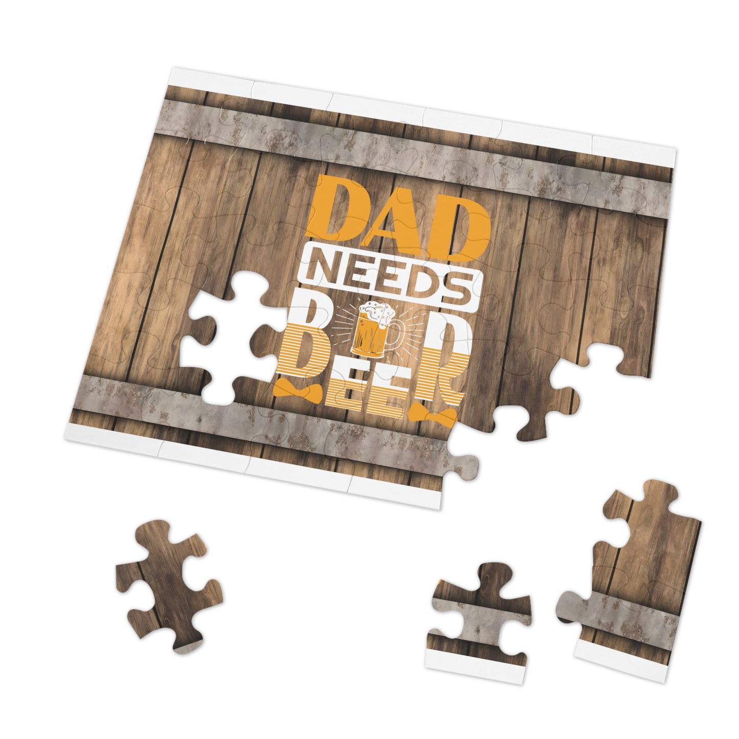 Puzzle, Dad, Dad Needs Beer, Personalised/Non-Personalised (30, 110, 252, 500,1000-Piece) awd-565