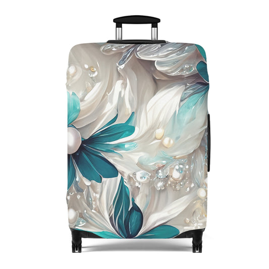 Luggage Cover, Turquoise Floral