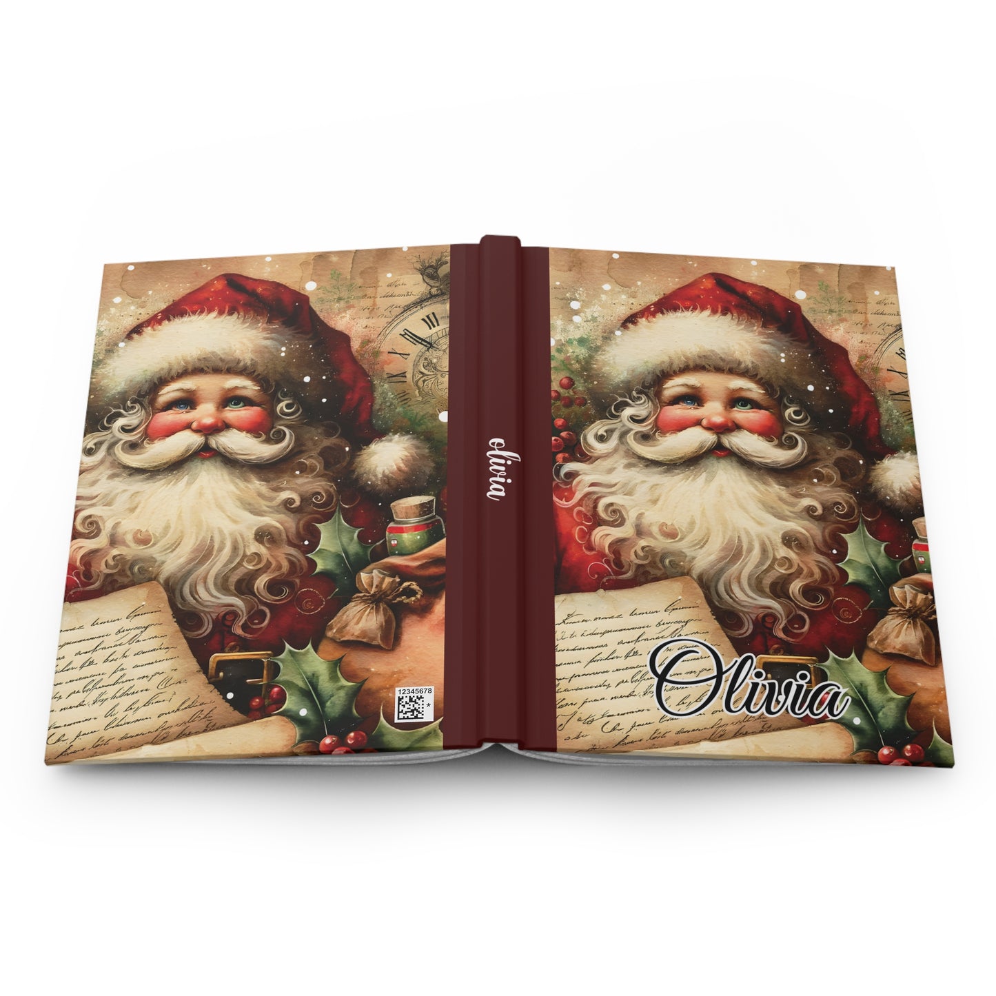 Personalised Hardcover Journal Matte, Christmas, Santa, awd-1480