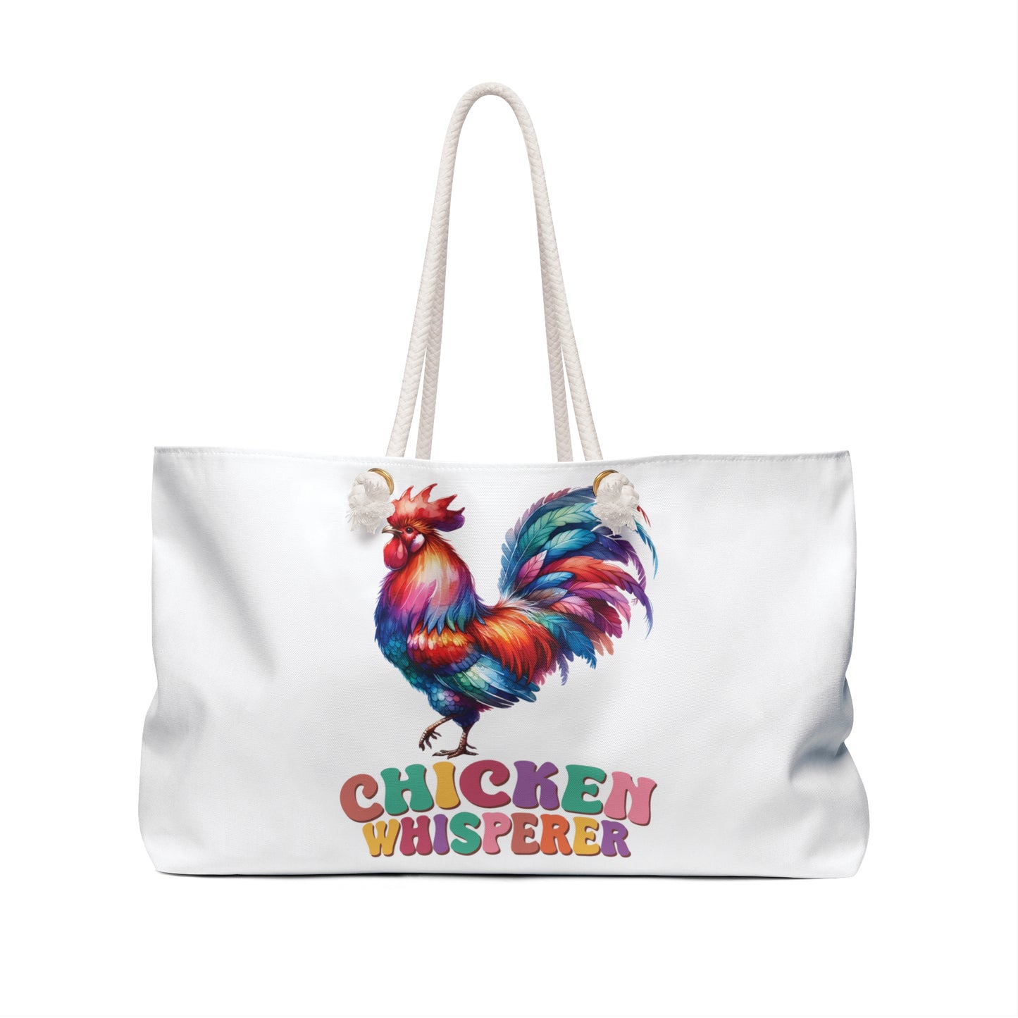 Personalised/Non-Personalised Weekender Bag, Chickens, Quote, Chicken Whisperer, Large Weekender Bag, Beach Bag, Book Bag