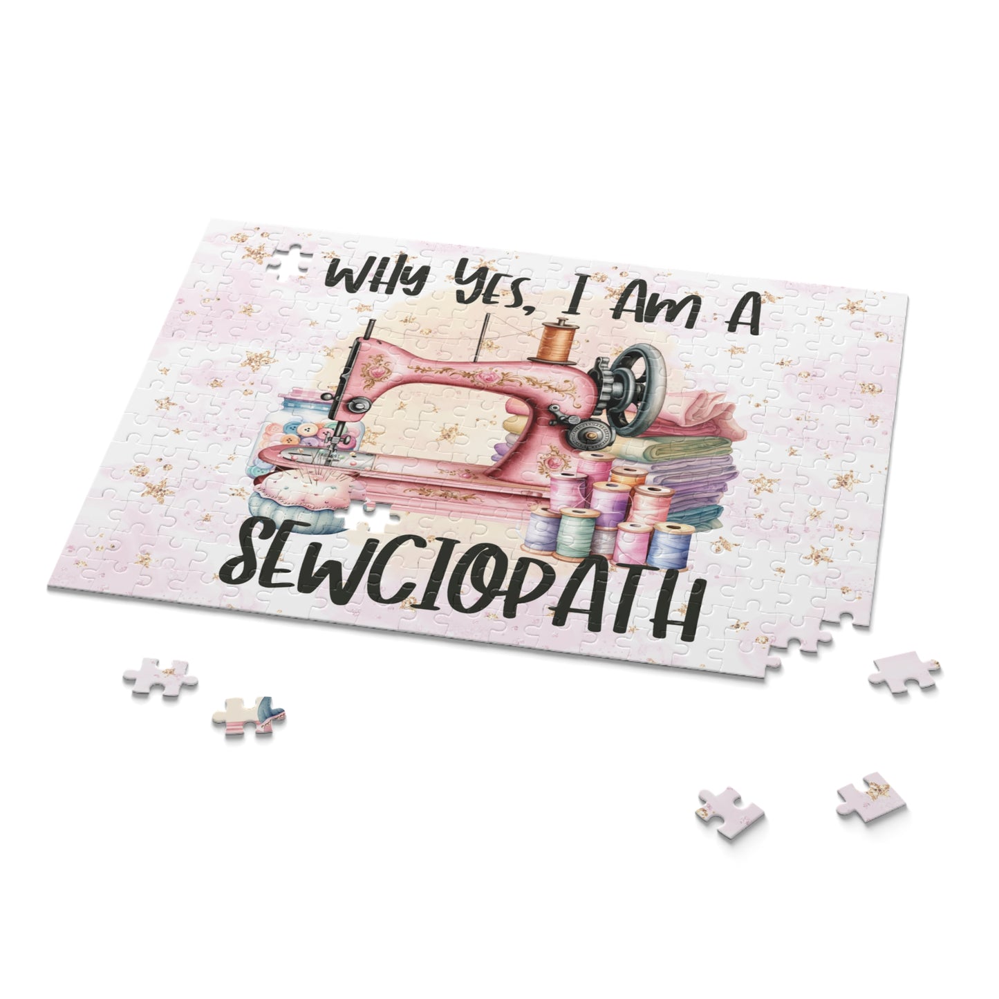 Personalised/Non-Personalised Puzzle, Sewing Quote, Why yes I am a Sewciopath (120, 252, 500-Piece)