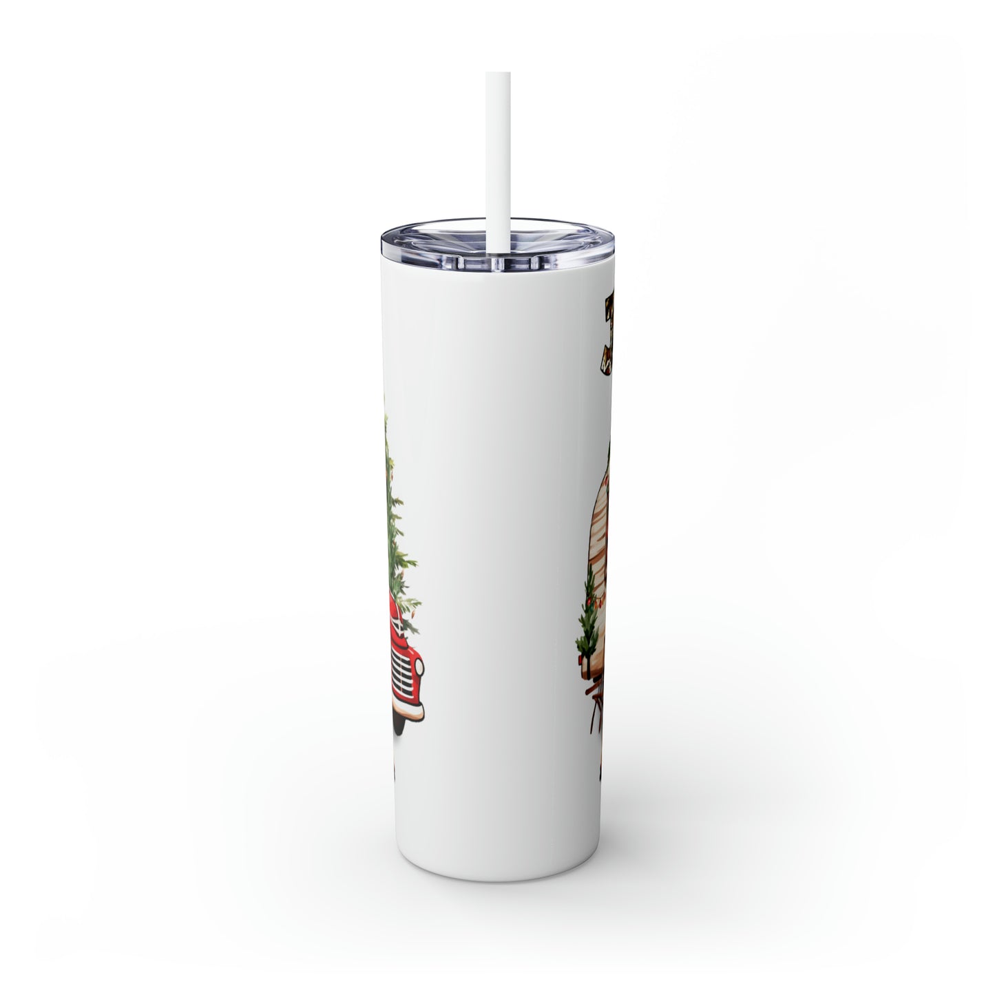 Skinny Tumbler with Straw, 20oz, Christmas Camper, Jingle all the Way, awd-823