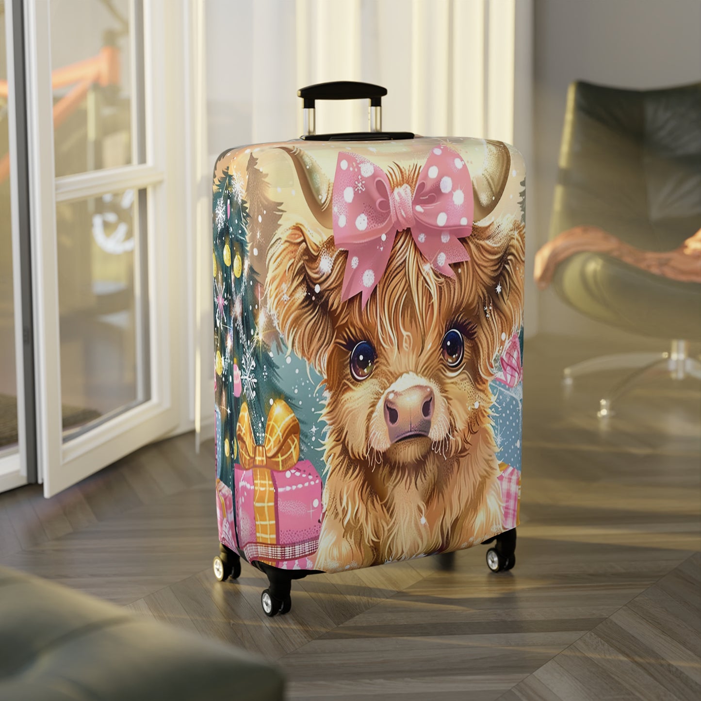 Luggage Cover, Christmas, Highland Cow, awd-3104