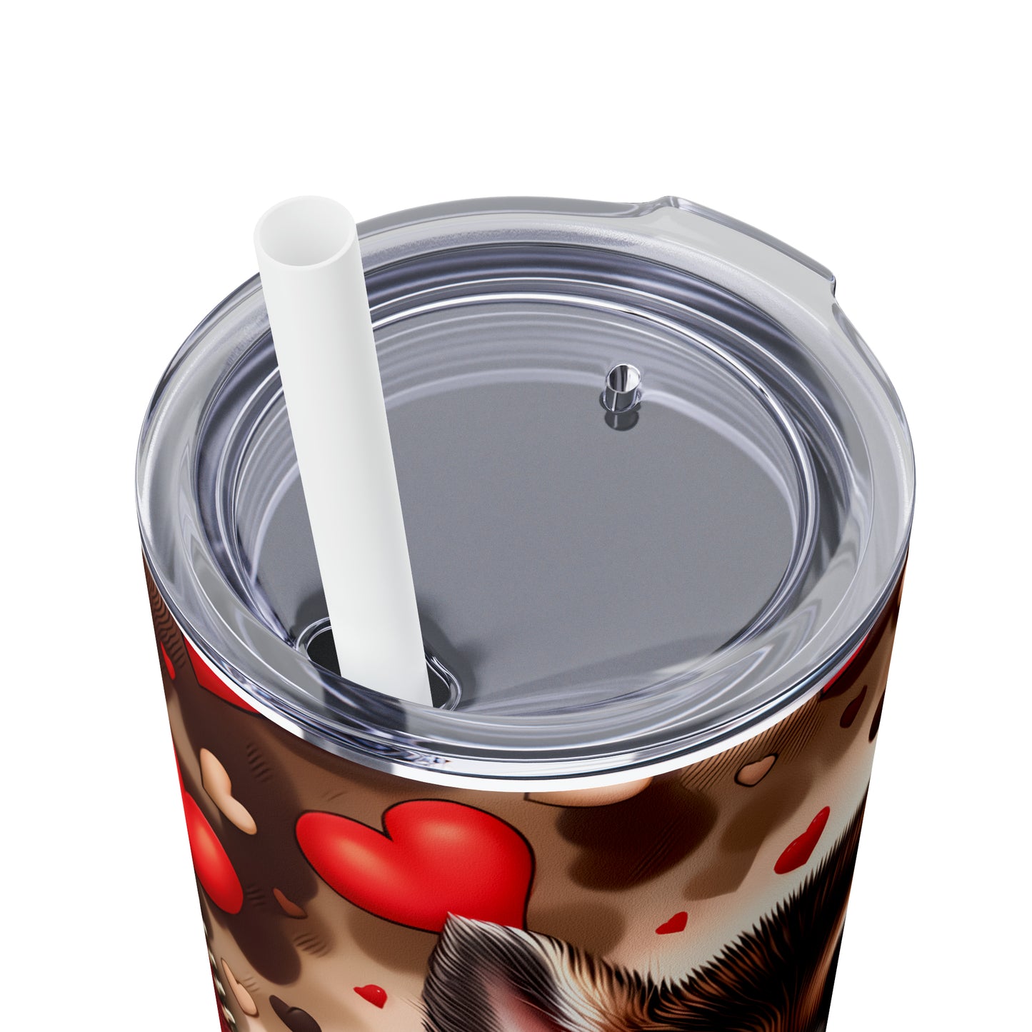 Skinny Tumbler with Straw, 20oz, Dog, Valentines Day, awd-872