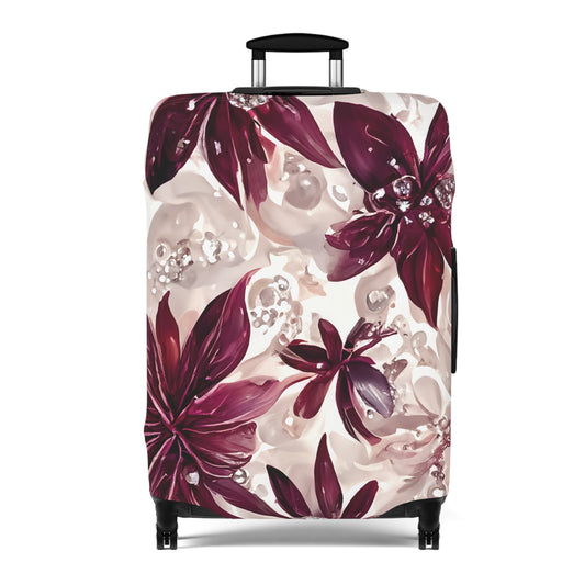 Luggage Cover, Burgundy Floral