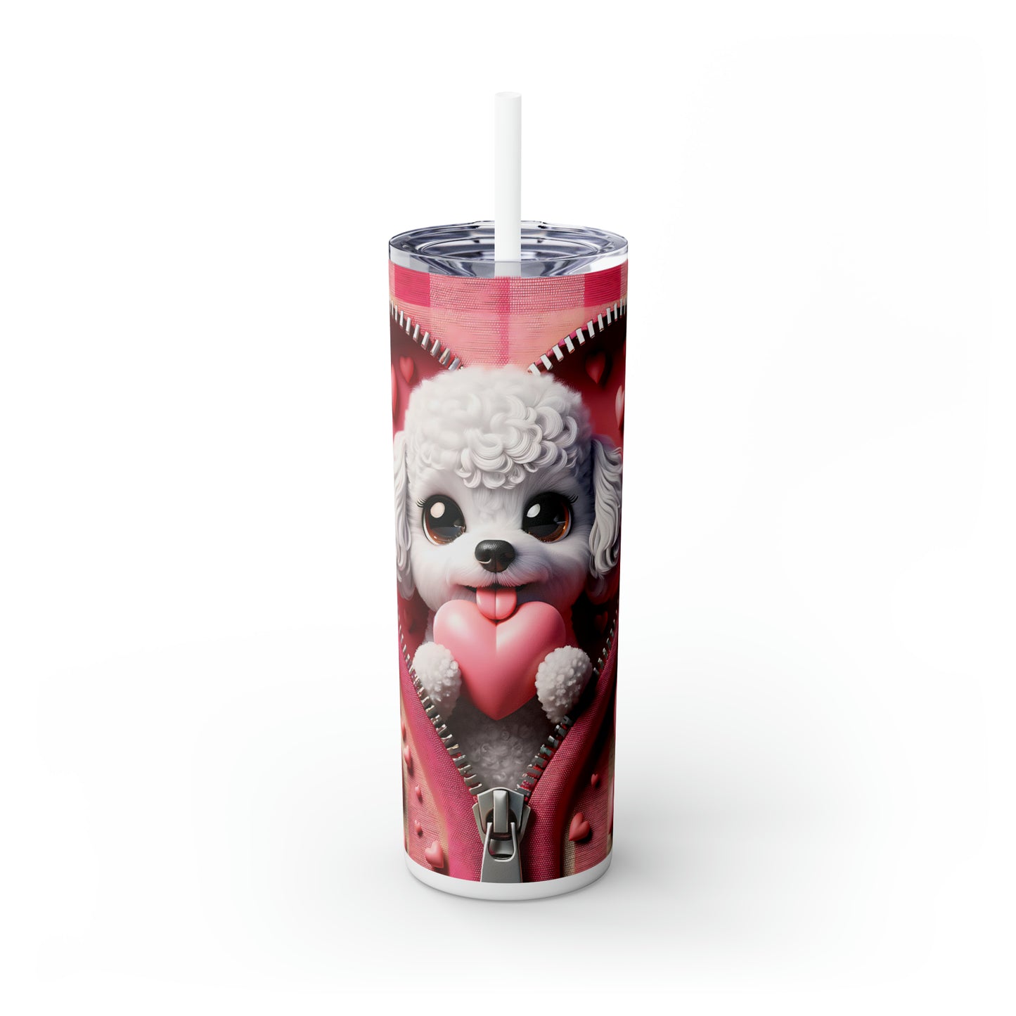 Skinny Tumbler with Straw, 20oz, Dog, Valentines Day, awd-1144