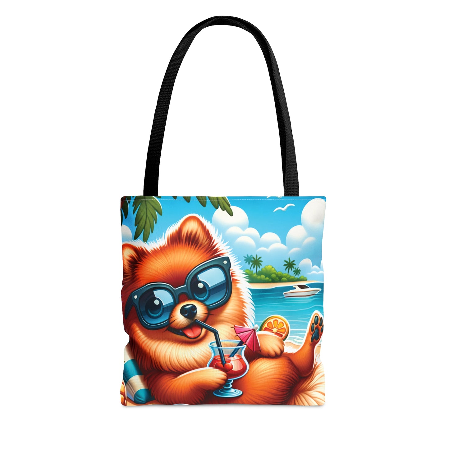 Tote Bag, Dog on Beach, Pomeranian, Tote bag, awd-1231