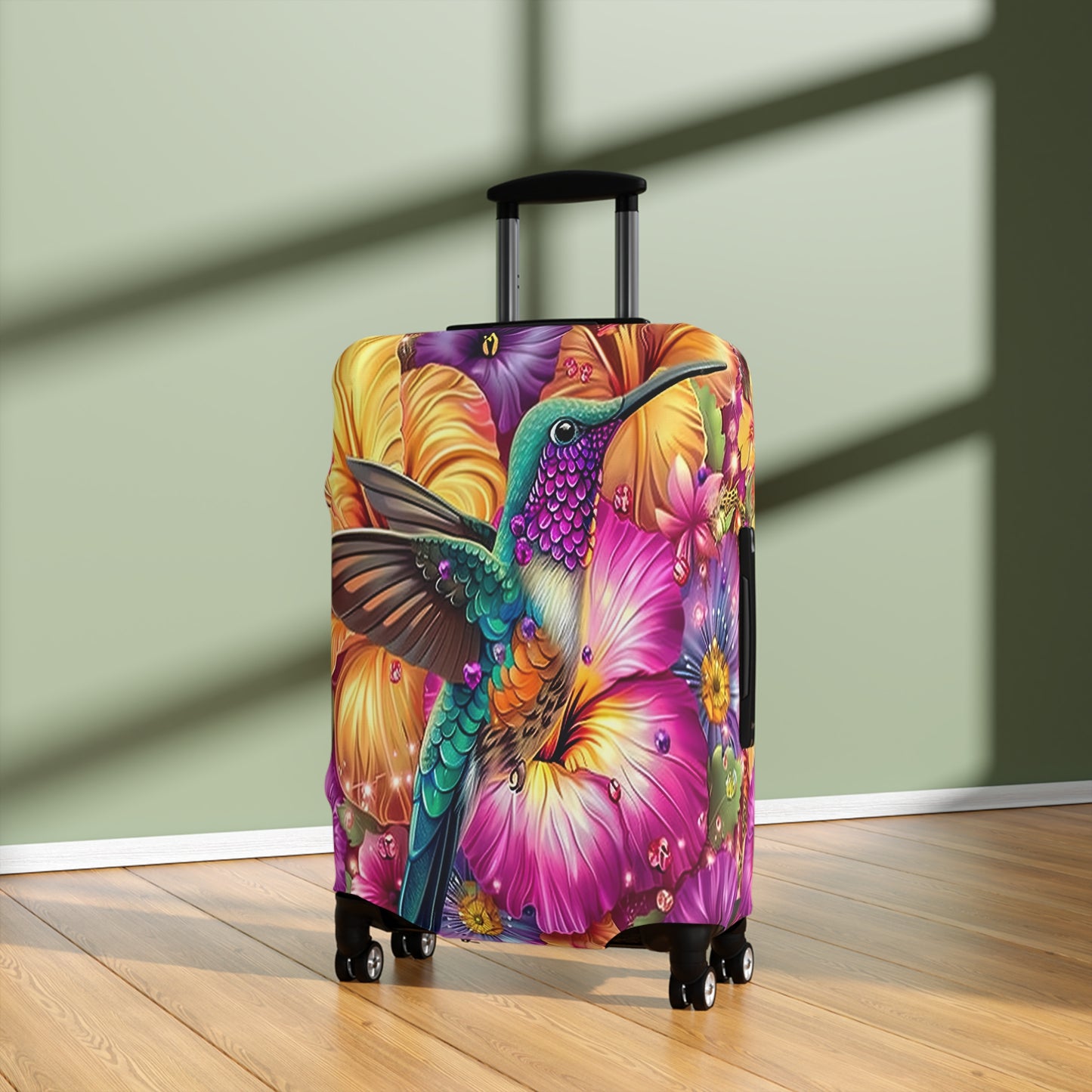 Luggage Cover, Floral Hummingbird, awd-3098