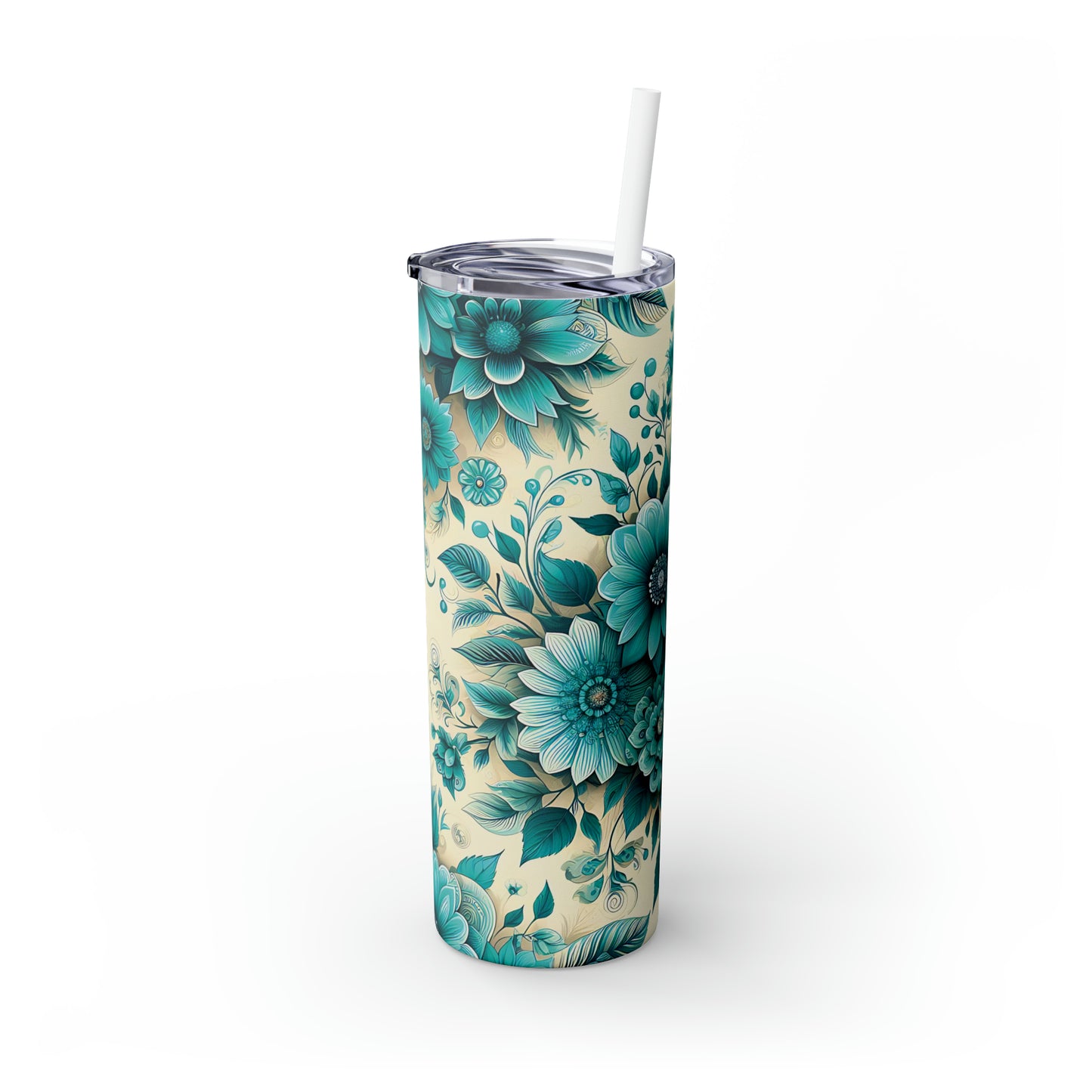 Skinny Tumbler with Straw, 20oz, Floral, awd-437