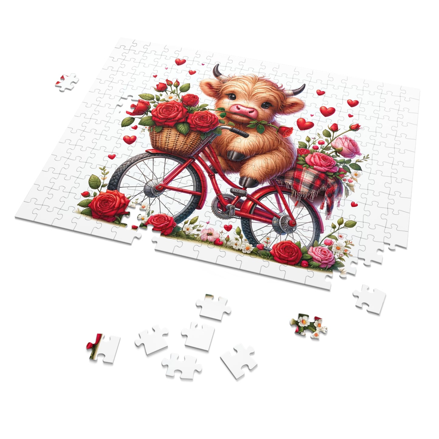 Puzzle, Highland Cow on Bike, Personalised/Non-Personalised (30, 110, 252, 500,1000-Piece) awd-612