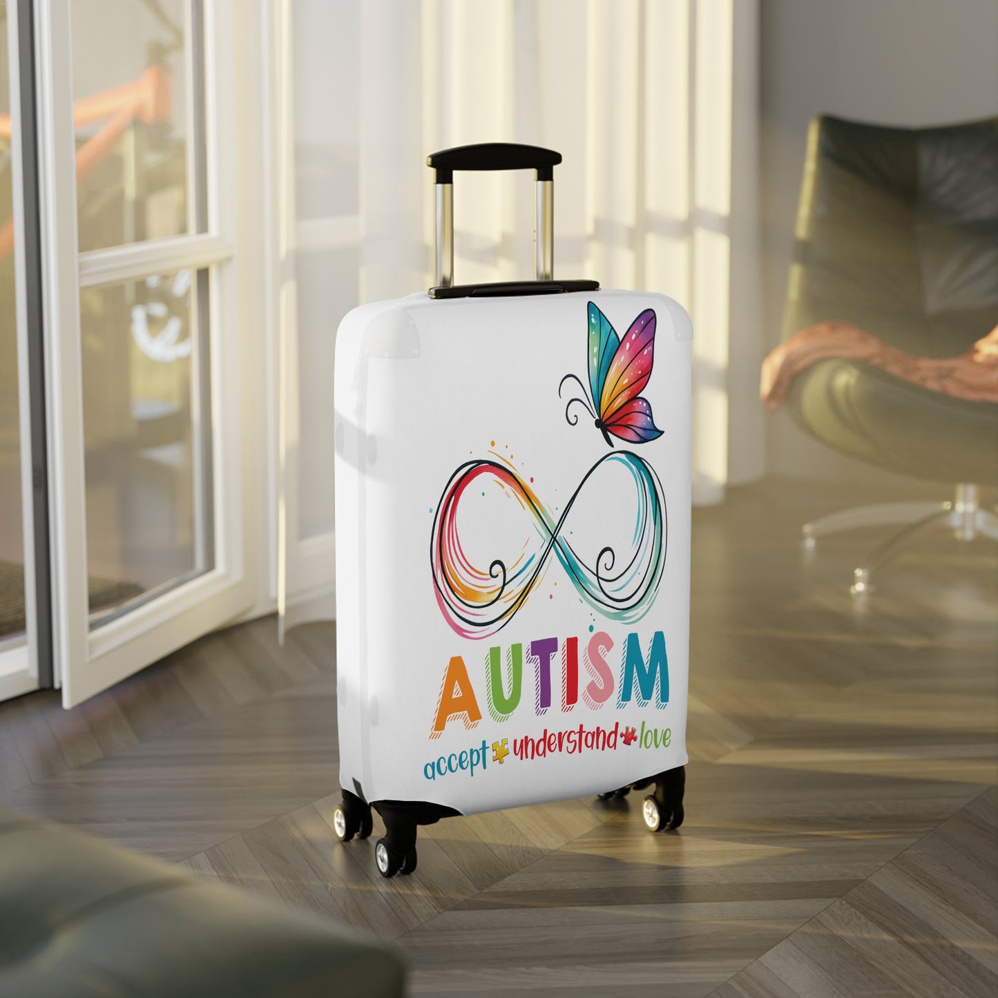 Luggage Cover, Autism, Accept, Understand, Love, awd-1074