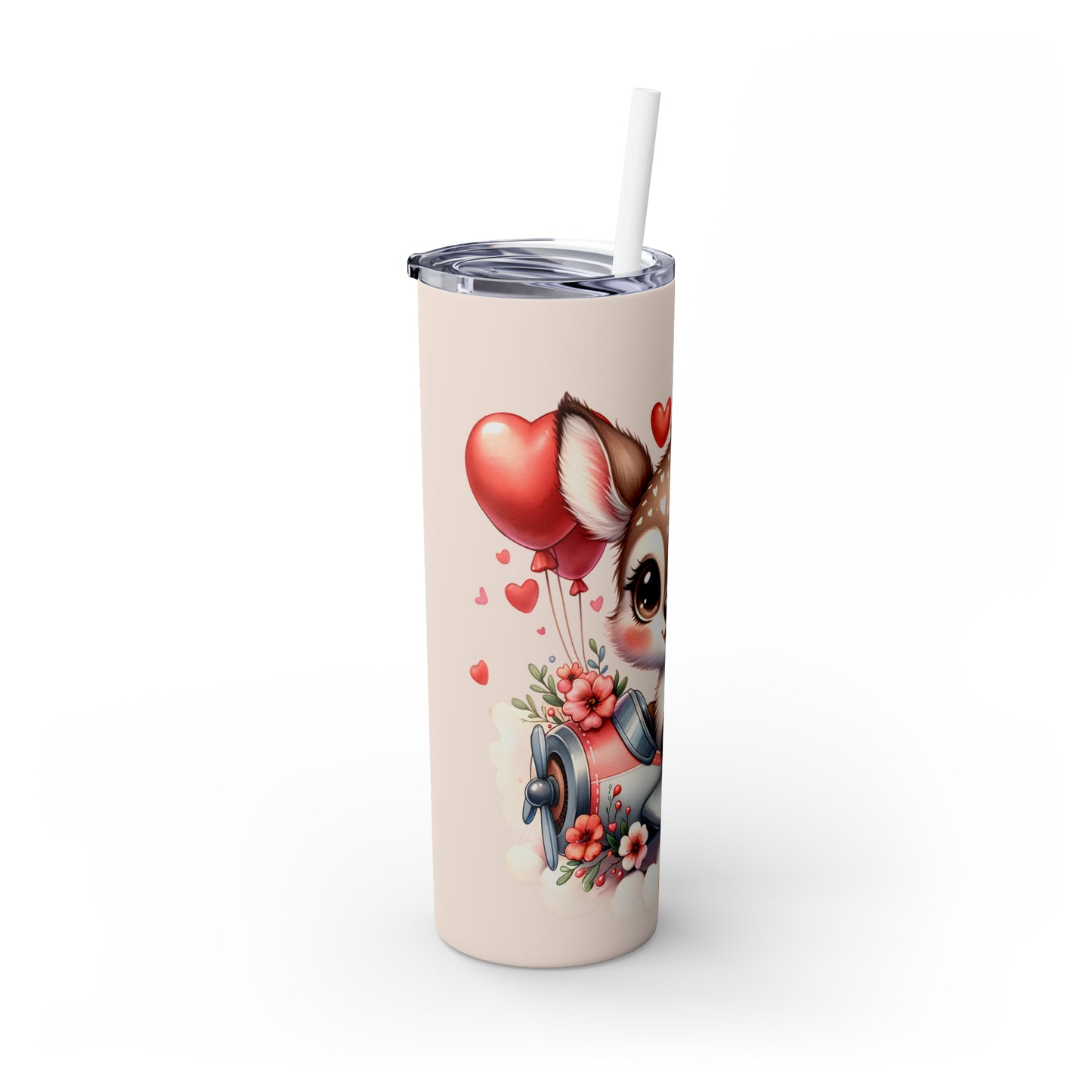 Skinny Tumbler with Straw, 20oz Deer flying Plane