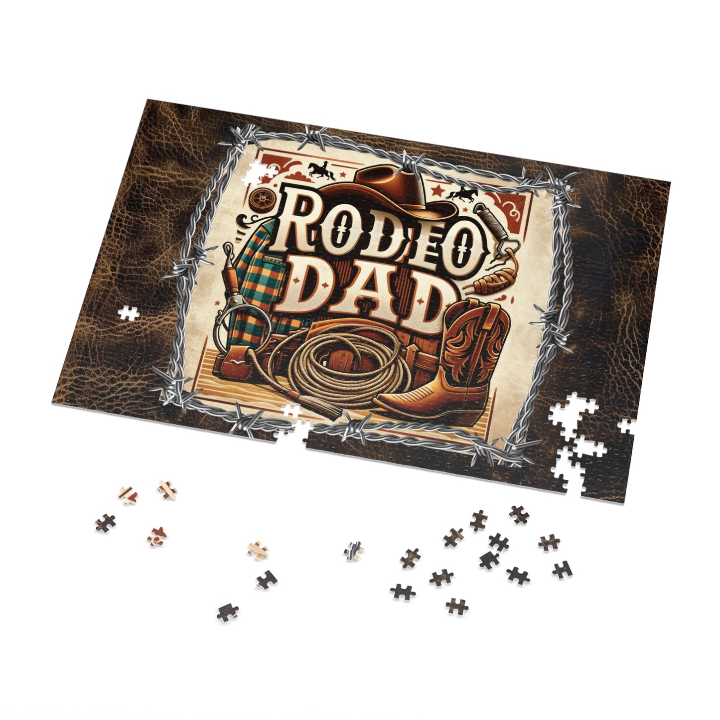 Puzzle, Western, Rodeo Dad, Personalised/Non-Personalised (30, 110, 252, 500,1000-Piece) awd-610