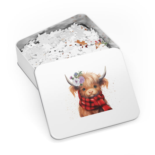 Puzzle, Highland Cow, Personalised/Non-Personalised (30, 110, 252, 500,1000-Piece) Awd-553