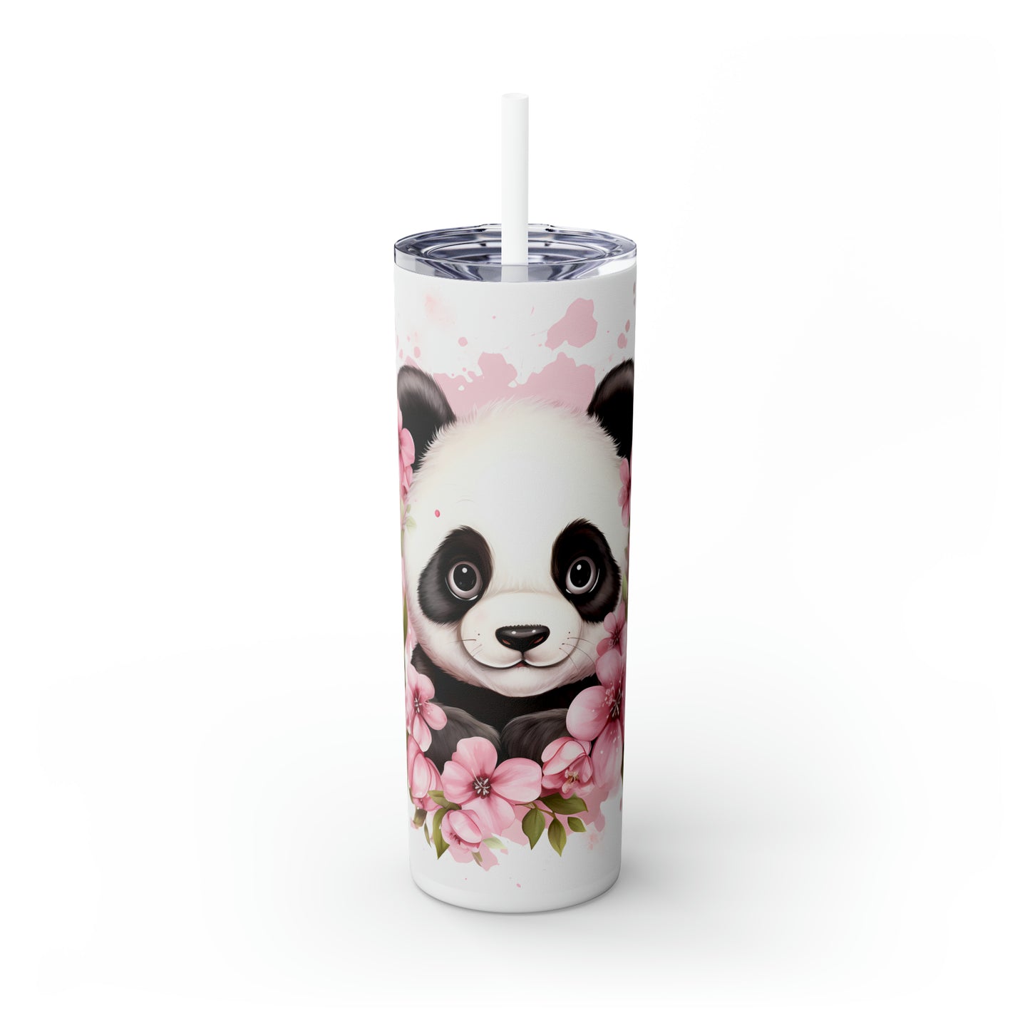 Skinny Tumbler with Straw, 20oz, Panda