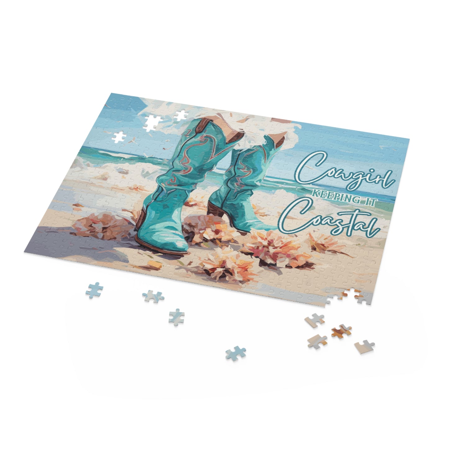 Personalised/Non-Personalised Puzzle, Cowgirl Keeping it Coastal (120, 252, 500-Piece)