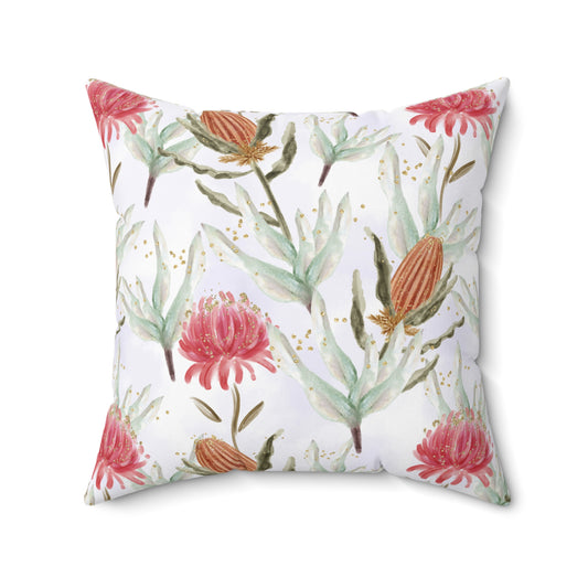 Polyester Square Pillow, Australian Flora