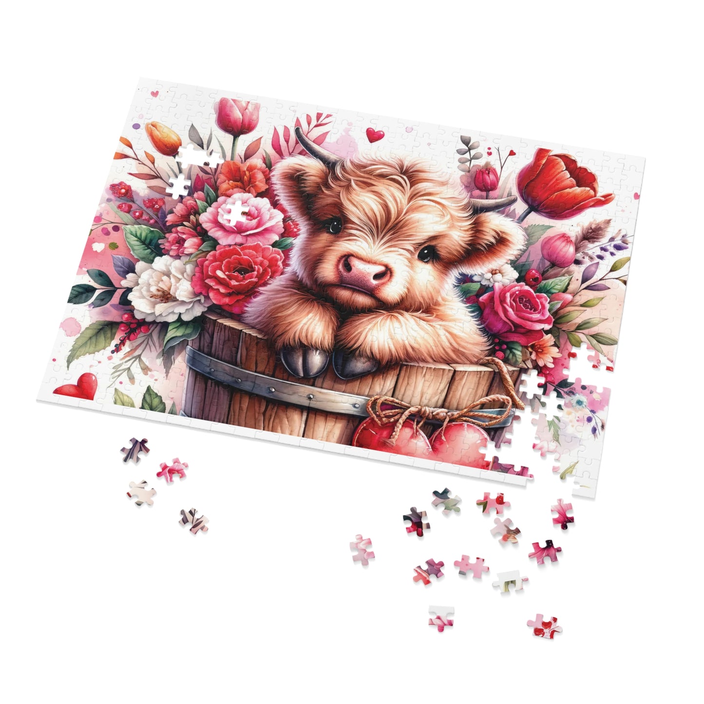 Jigsaw Puzzle, Highland Cow, Personalised/Non-Personalised (30, 110, 252, 500,1000-Piece)