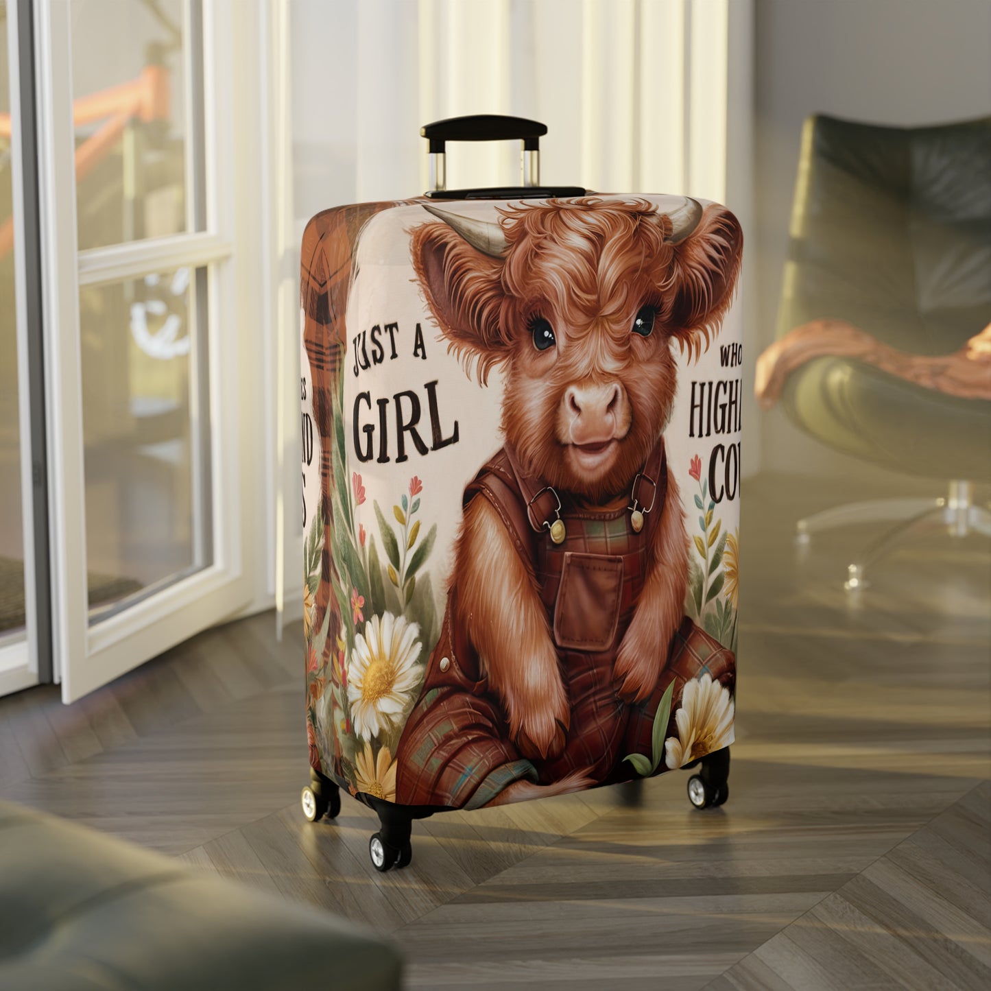 Luggage Cover, Just a Girl who Loves Highland Cows, awd-3093