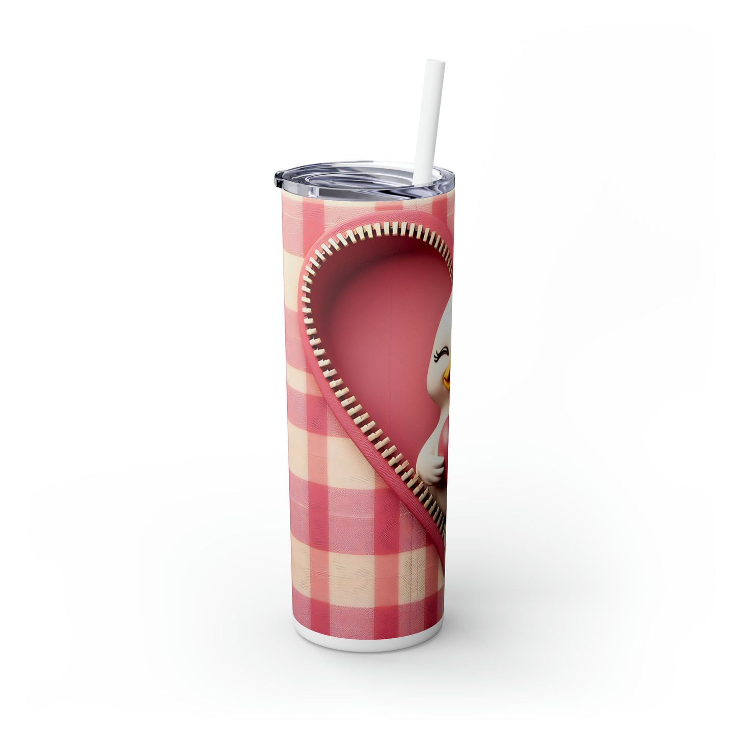 Skinny Tumbler with Straw, 20oz, Duck, Valentines Day, awd-946