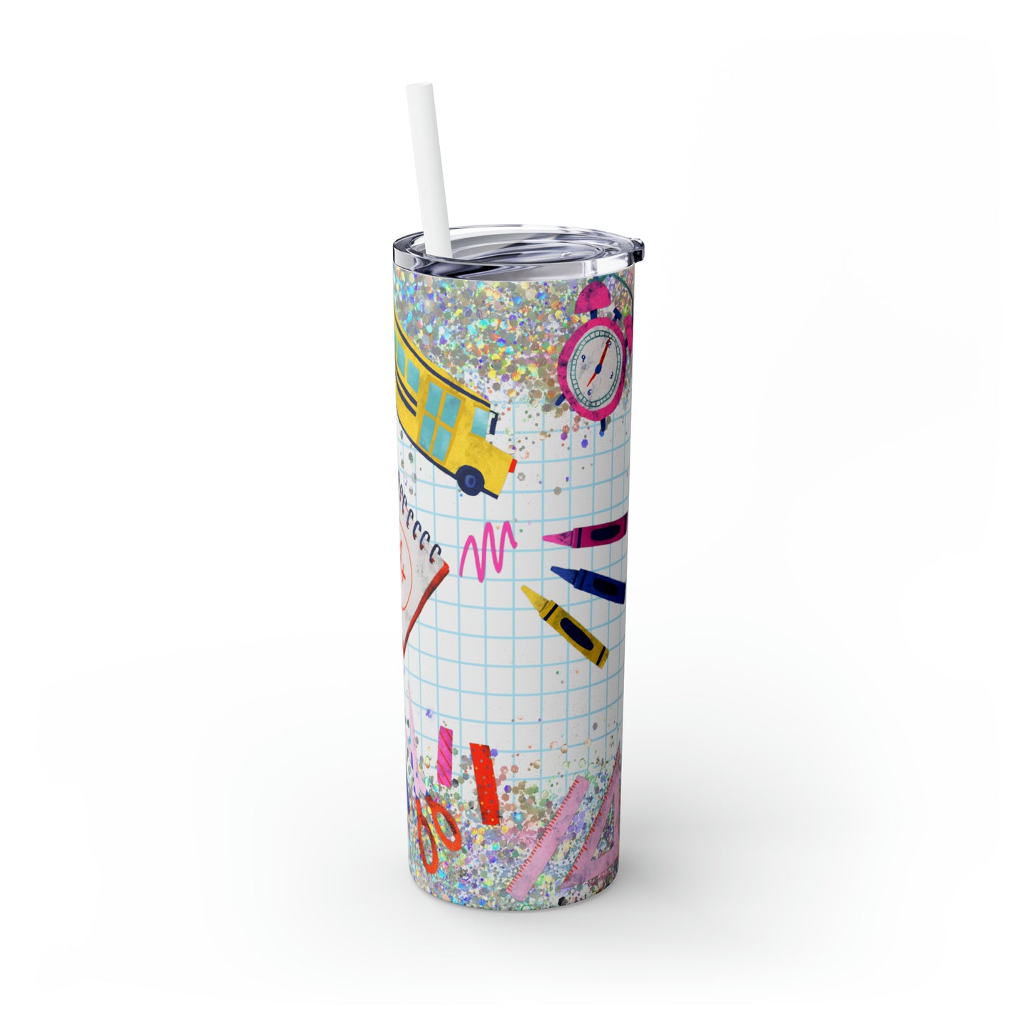 Skinny Tumbler with Straw, 20oz, School, Teacher