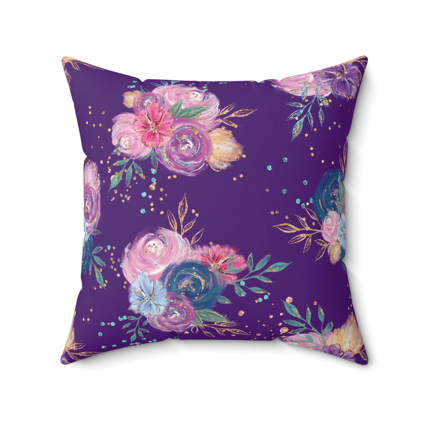 Spun Polyester Square Pillow, Floral Cushion