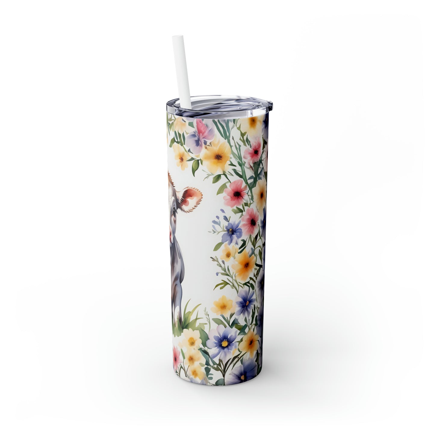 Skinny Tumbler with Straw, 20oz Cow