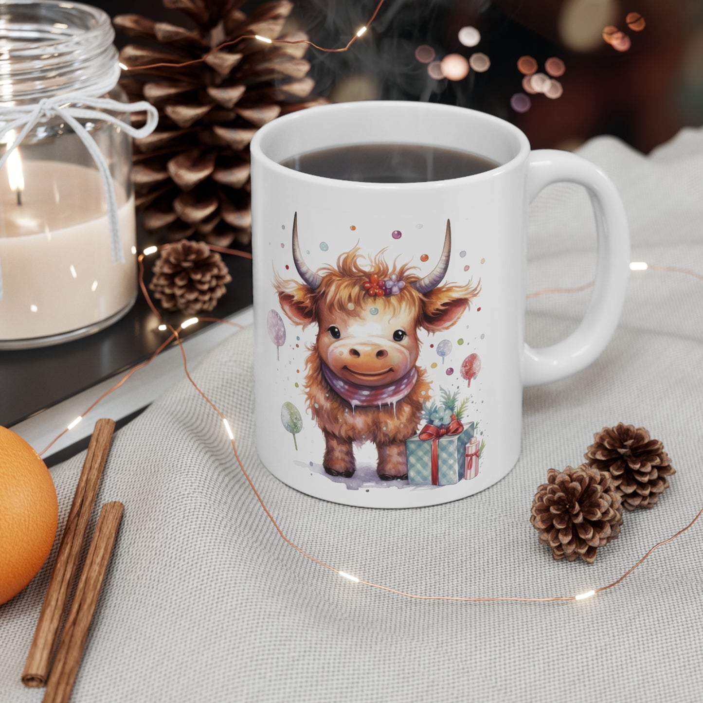 Personalised/Non Personalised Highland Cow, Ceramic Mug 11oz, Highland Cow Mug