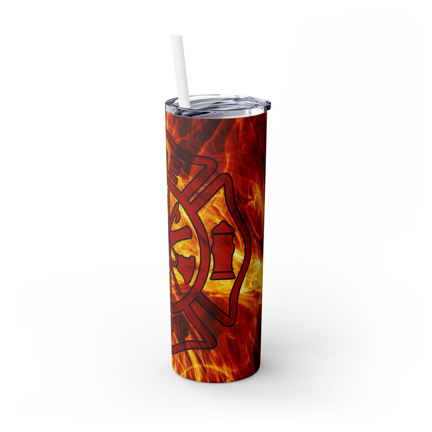 Skinny Tumbler with Straw, 20oz, Firefighter, awd-545